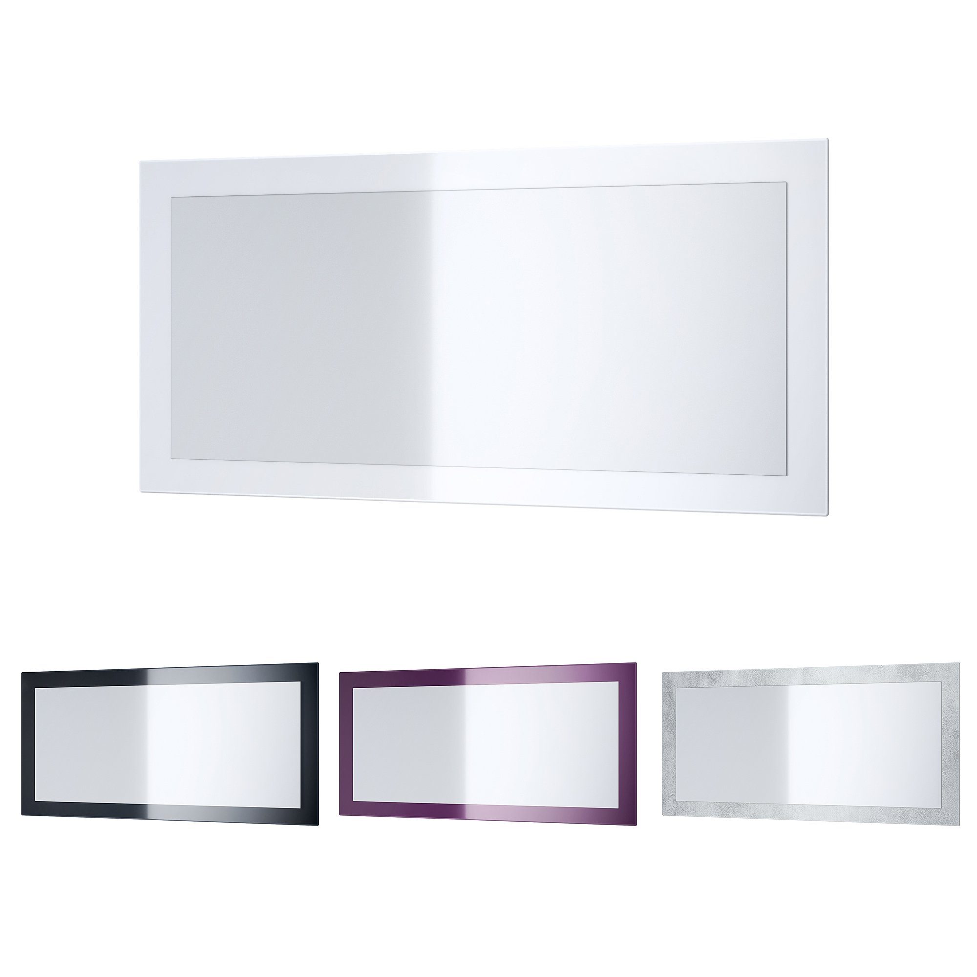 Vladon mit Lima im Stil), cm) x (89 Rahmen (Wandspiegel, modernen Weiß Hochglanz 45 Wandspiegel