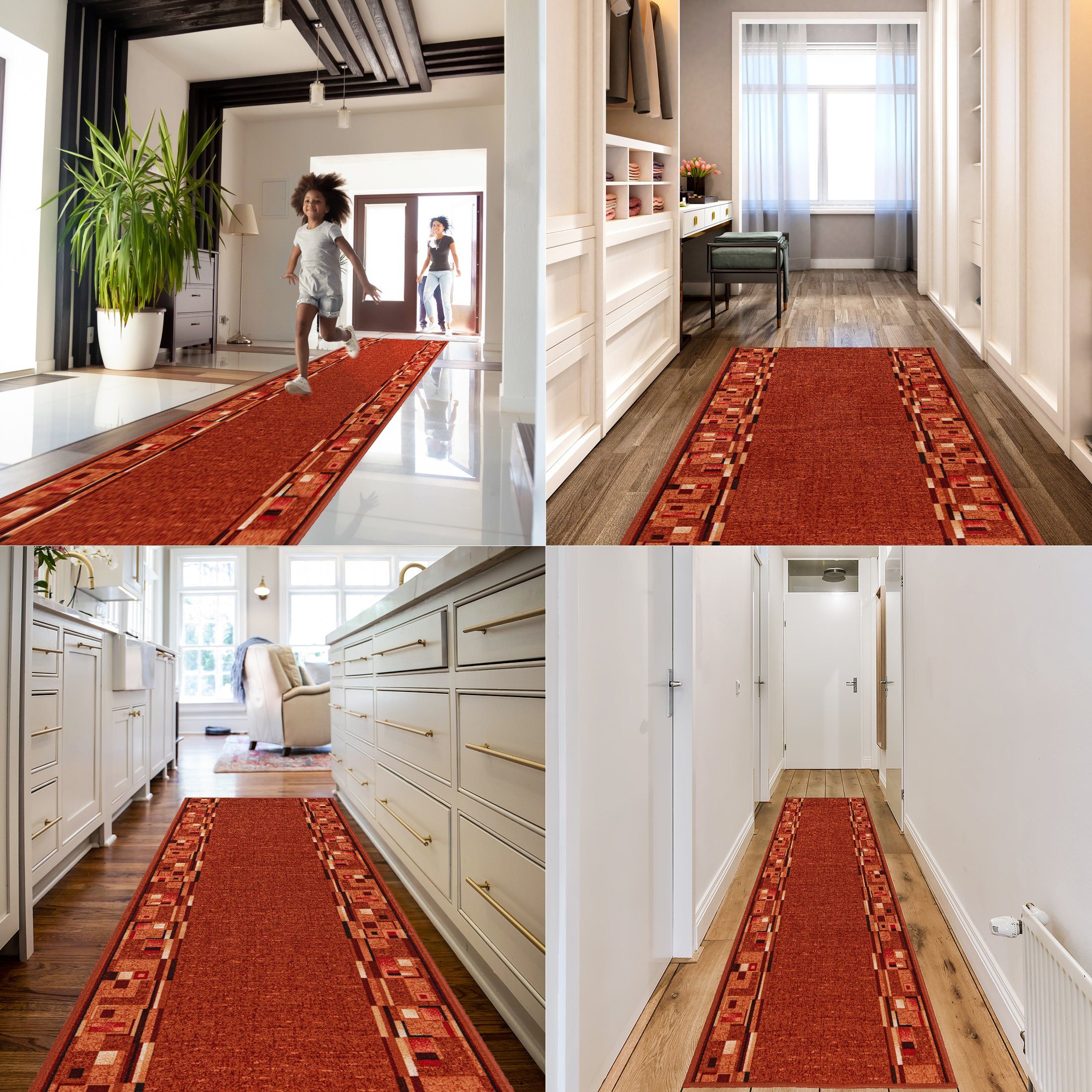 Mazovia Läufer Läufer Teppichläufer Brücke - Vorzimmer Küche - Terracotta R günstig online kaufen