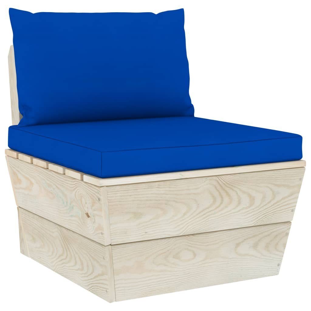 Blau Teile 1 Loungesofa Imprägniertes mit Fichtenholz, Kissen vidaXL Garten-Paletten-Mittelsofa