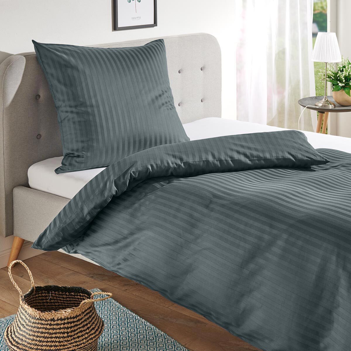 TRAUMSCHLAF Bettwäsche Stripe, Mako Satin, 2 teilig, hochwertige Satin Bettwäsche