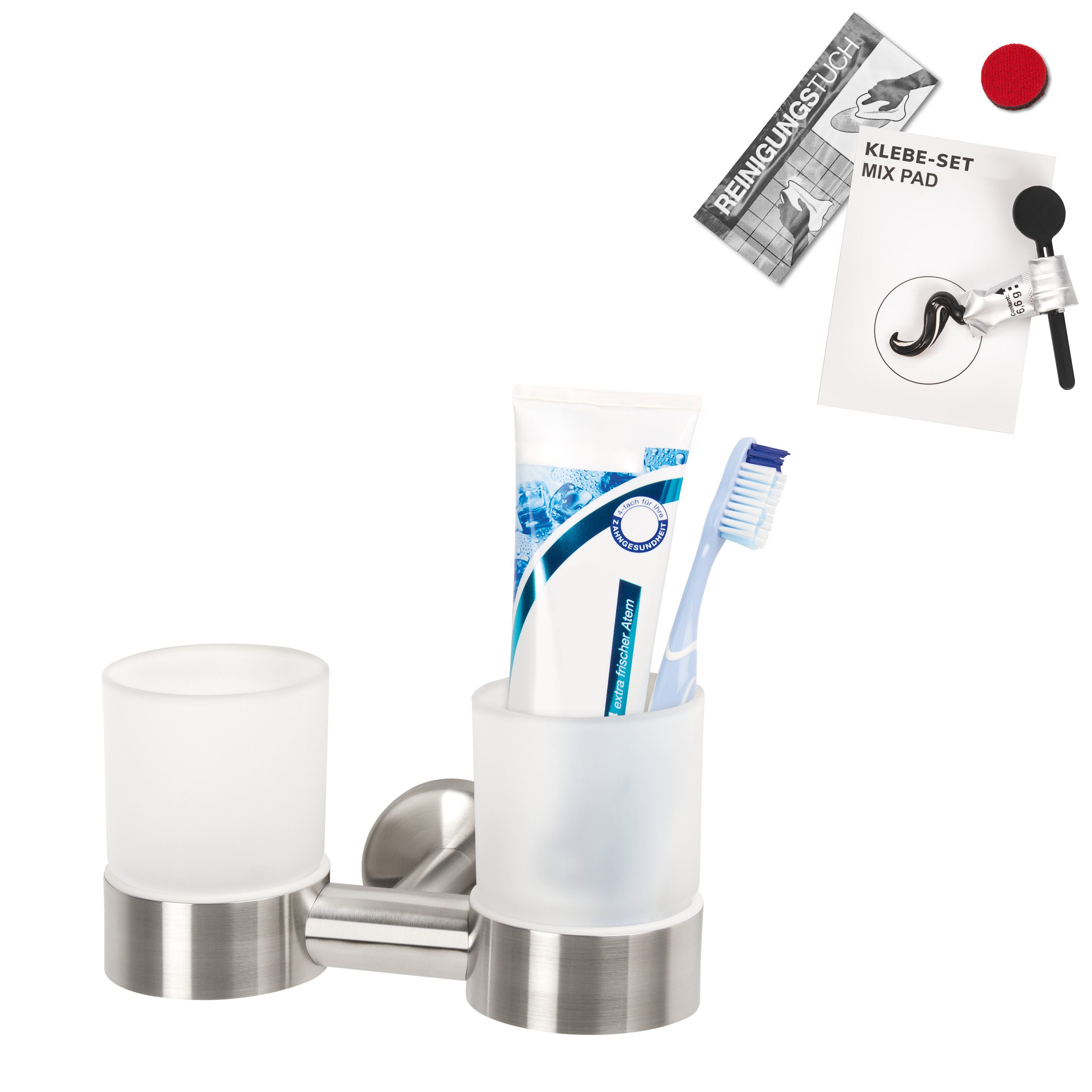 bremermann Zahnputzbecher Bad-Serie PIAZZA - inkl. Klebeset aus Edelstahl m günstig online kaufen