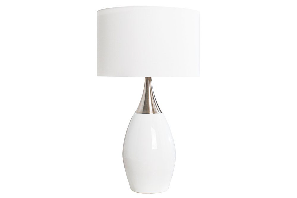 riess-ambiente Tischleuchte CARLA 60cm weiß / silber, ohne Leuchtmittel, Modern Design,Schirm aus Leinenstoff – Bild 5 von 5
