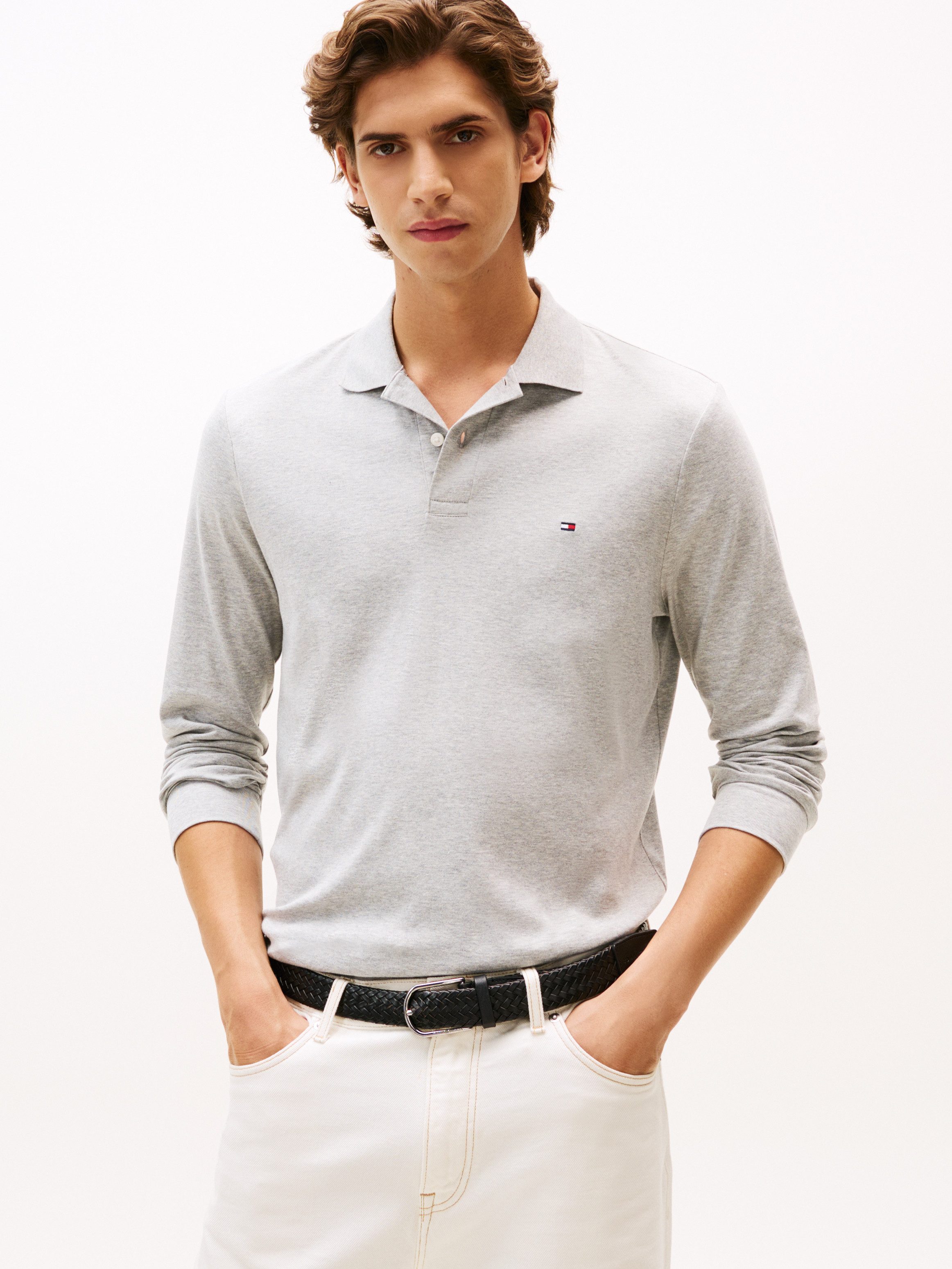 Langarm-Poloshirt L/S LIQUID COTTON REG POLO mit Jersey und Markenlabel