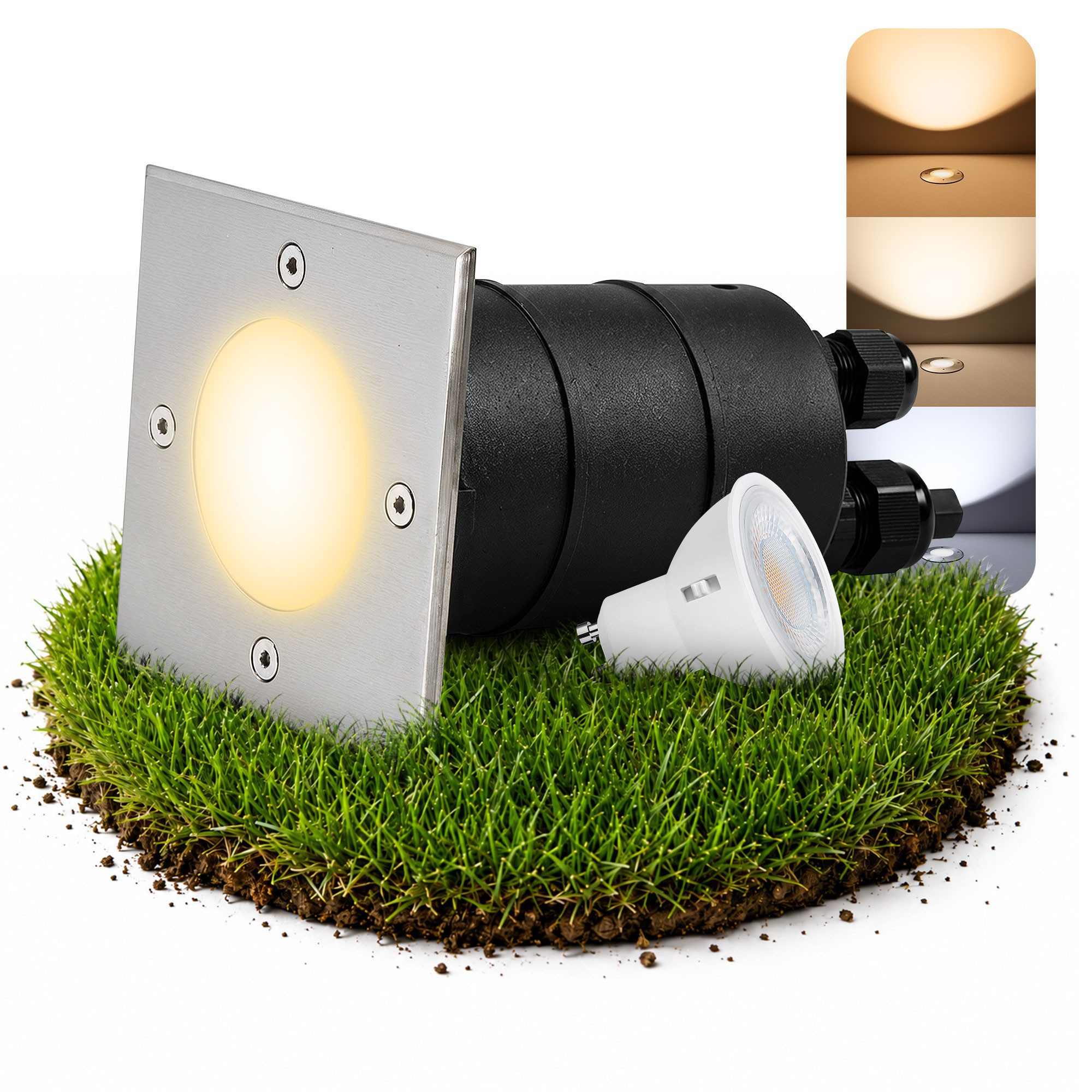 SSC-LUXon LED Gartenstrahler Bodenstrahler MADON Gartenspot 5W drei einstellbaren Lichtfarben 3CCT, Neutralweiß, Warmweiß, Tageslichtweiß