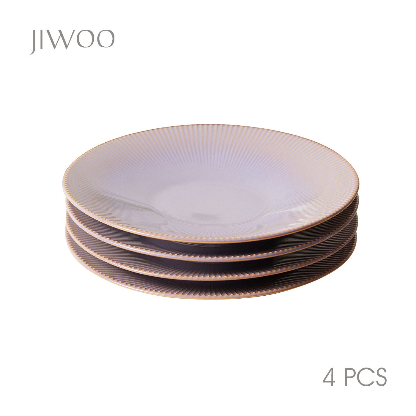 JIWOO Teller 4er Ø21,2cm, Pastateller Frühstücksteller Salatteller Dessertteller, (4 St), Keramik Hochwertiges Tellerset Lila Mikrowellen spülmaschinenfest
