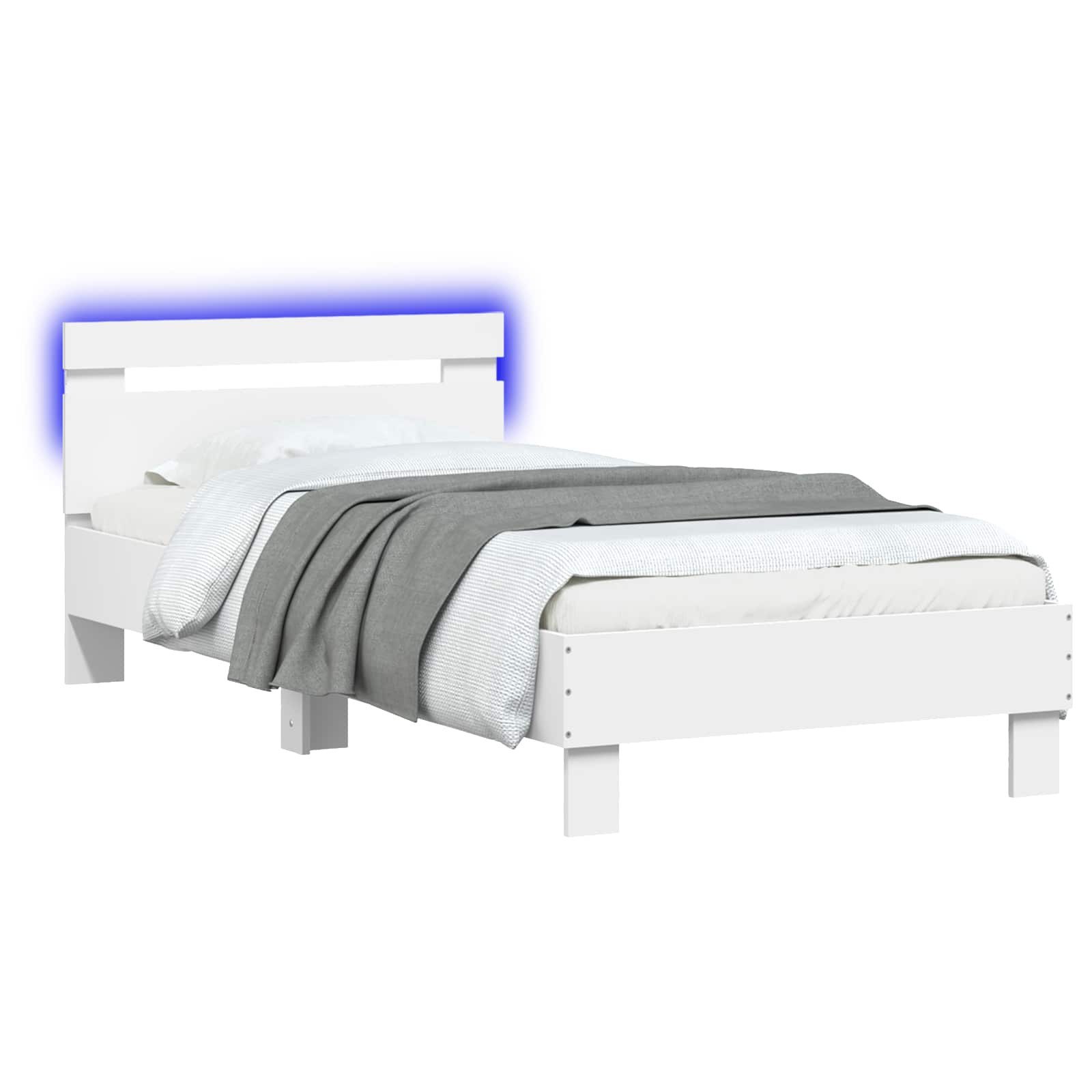 vidaXL Bett Bettgestell mit LED Weiß 80 x 200 cm Holzwerkstoff (1-tlg)