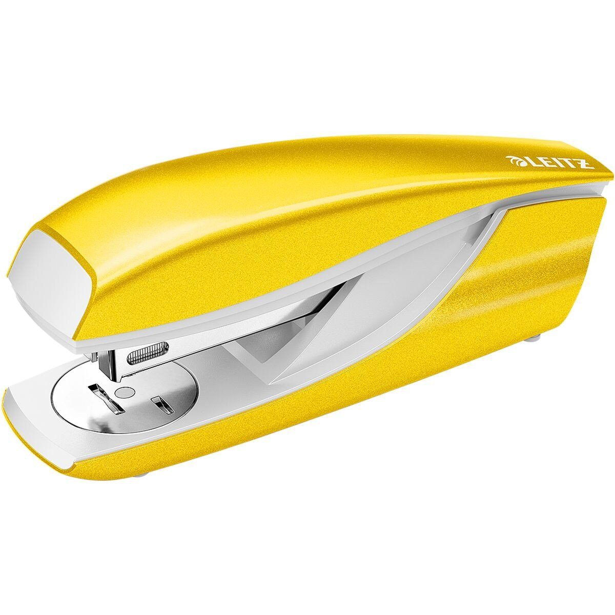 LEITZ Heftgerät 5502 NeXXt WOW, Metallic-Design, mit integriertem Entklammerer gelb metallic | Kugelschreiber