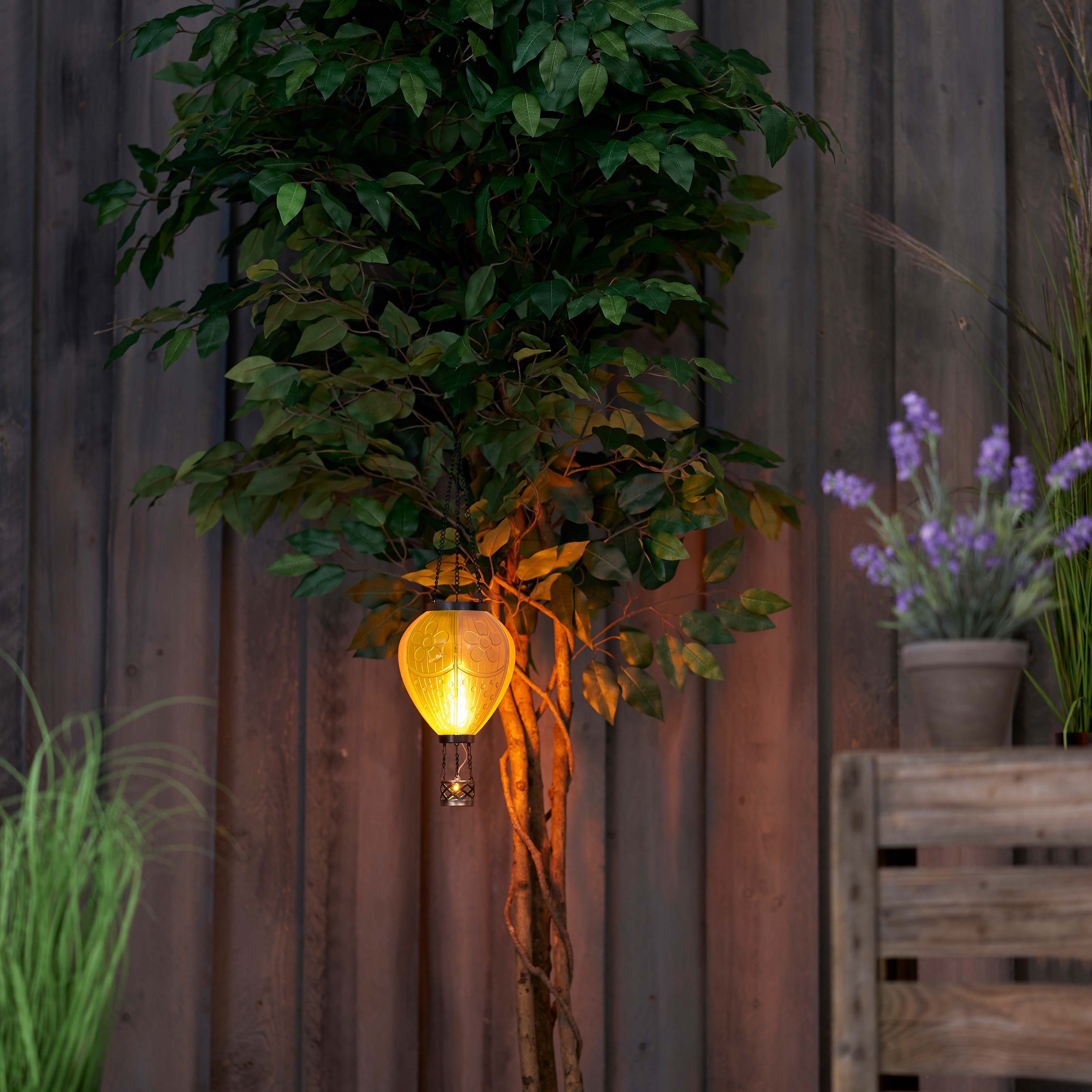 Northpoint LED-Hängeleuchte mit Solarpanel Laterne Heißluftballon Windlicht Garten Deko