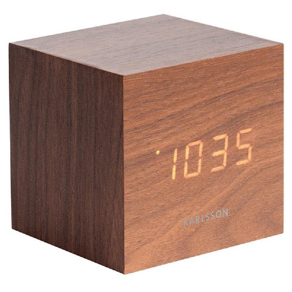 Karlsson Uhr Wecker Cube Dark Wood günstig online kaufen