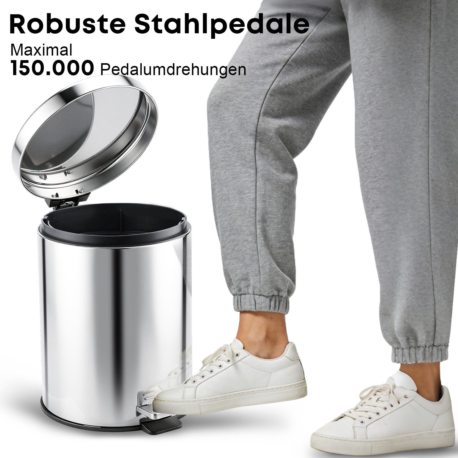 CkeyiN Pro Mülleimer Edelstahl,5L,Tretmülleimer,Mülleimer mit Inneneimer,mit Softclose, Kosmetikeimer, für Bad Badezimmer Toilette Küche Büro