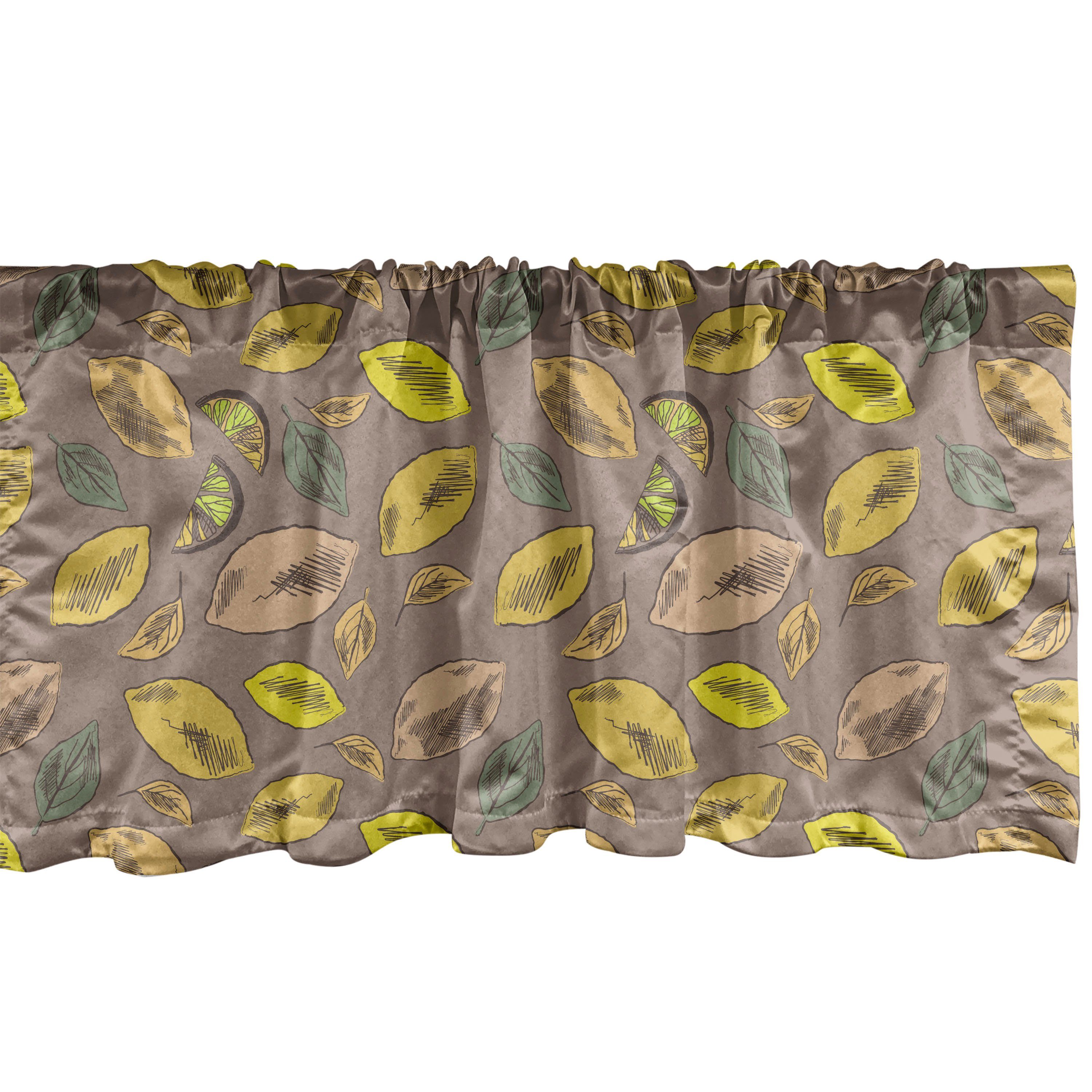 Scheibengardine Vorhang Volant für Küche Schlafzimmer Dekor mit Stangentasche, Abakuhaus, Microfaser, Natur Citrus mit Fallen Leafs