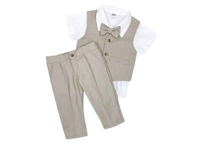 Lollipop Anzug 4-teilig Kurzarm Baby Anzug "Mr. Beige" für Taufe, Geburtstag, Hochzeit