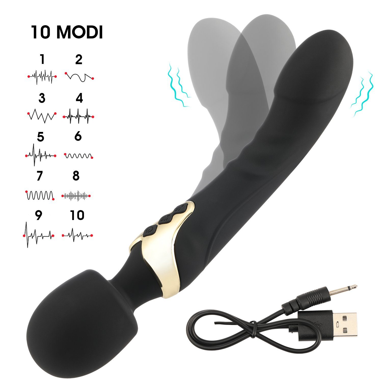 G-Punkt-Vibrator 10 für für Paare Frauen Massagegerät mit Vibrator LETGOSPT Mit Sie Vibrationsmodi, Stoßfunktion, Doppelkopf Sexspielzeug G-Punkt