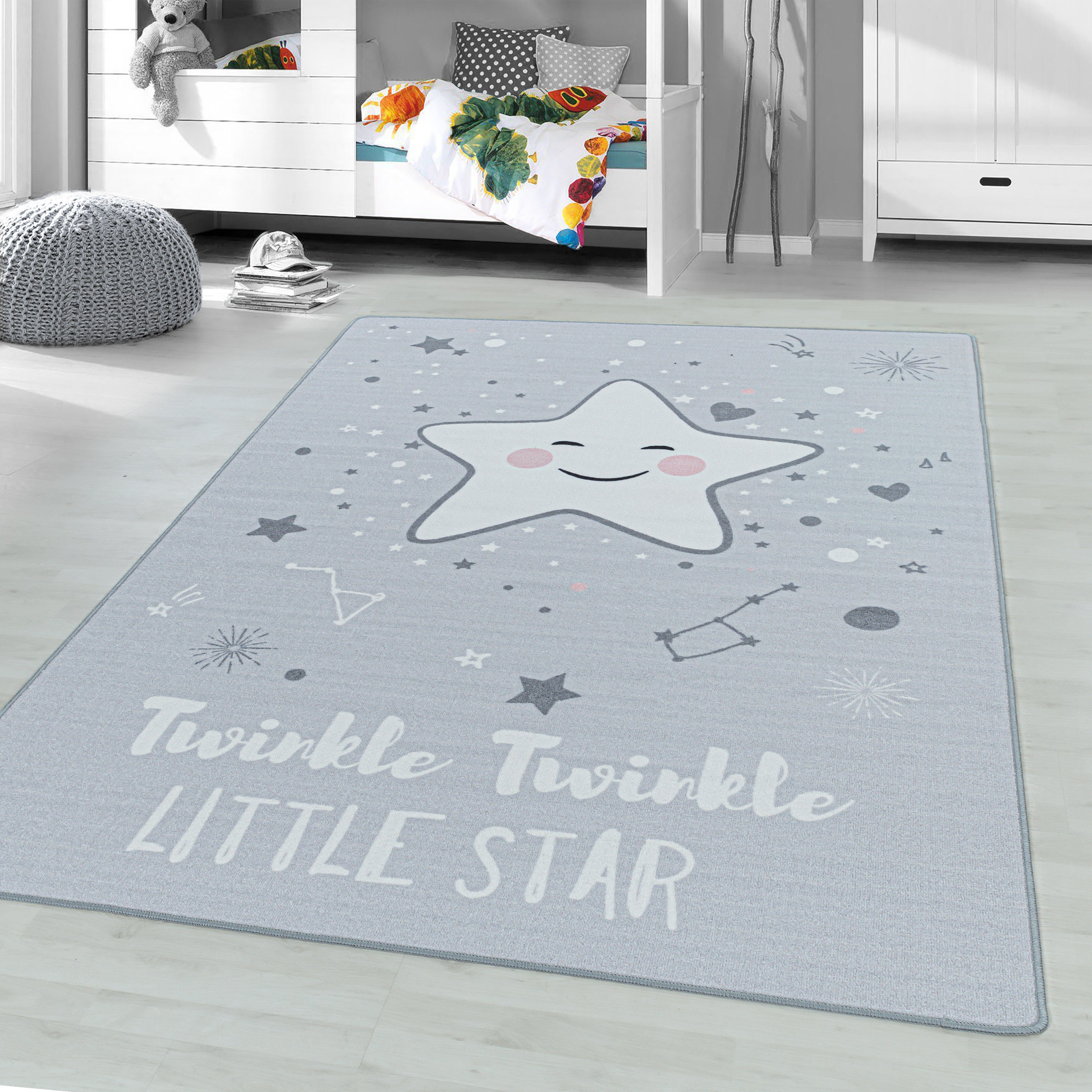 Kinderteppich Sternenteppich Kinderteppich Sterndeko Kinderzimmer Kurzflorteppich, Miovani