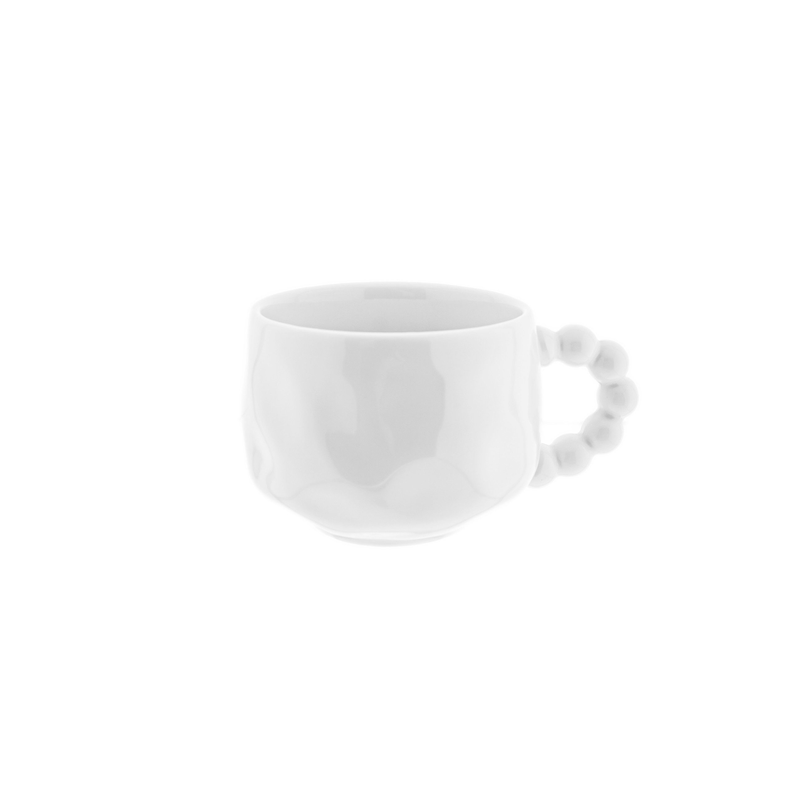 Almina Kaffeeservice Pearly Mokkatassen-Set mit Untertellern 100 ml aus Porzellan - 12-tlg (12-tlg), 6 Personen, Porzellan