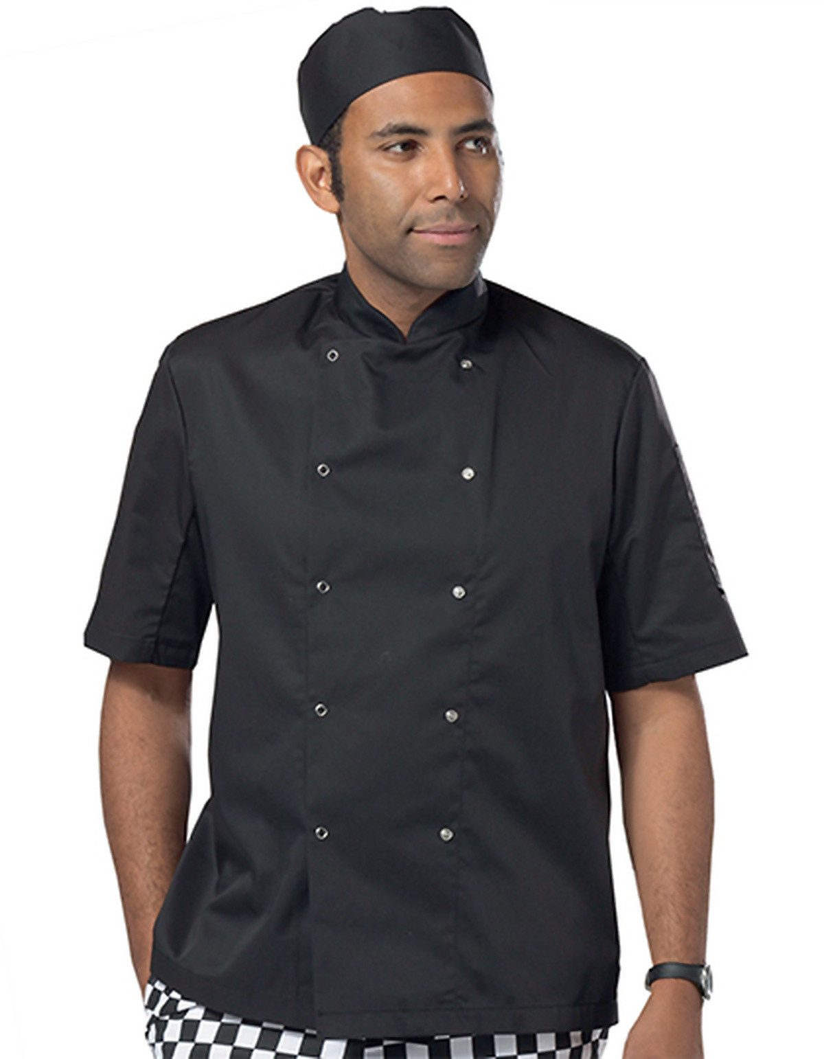 Kochjacke Short Sleeve Snap Stud Fastening Jacket