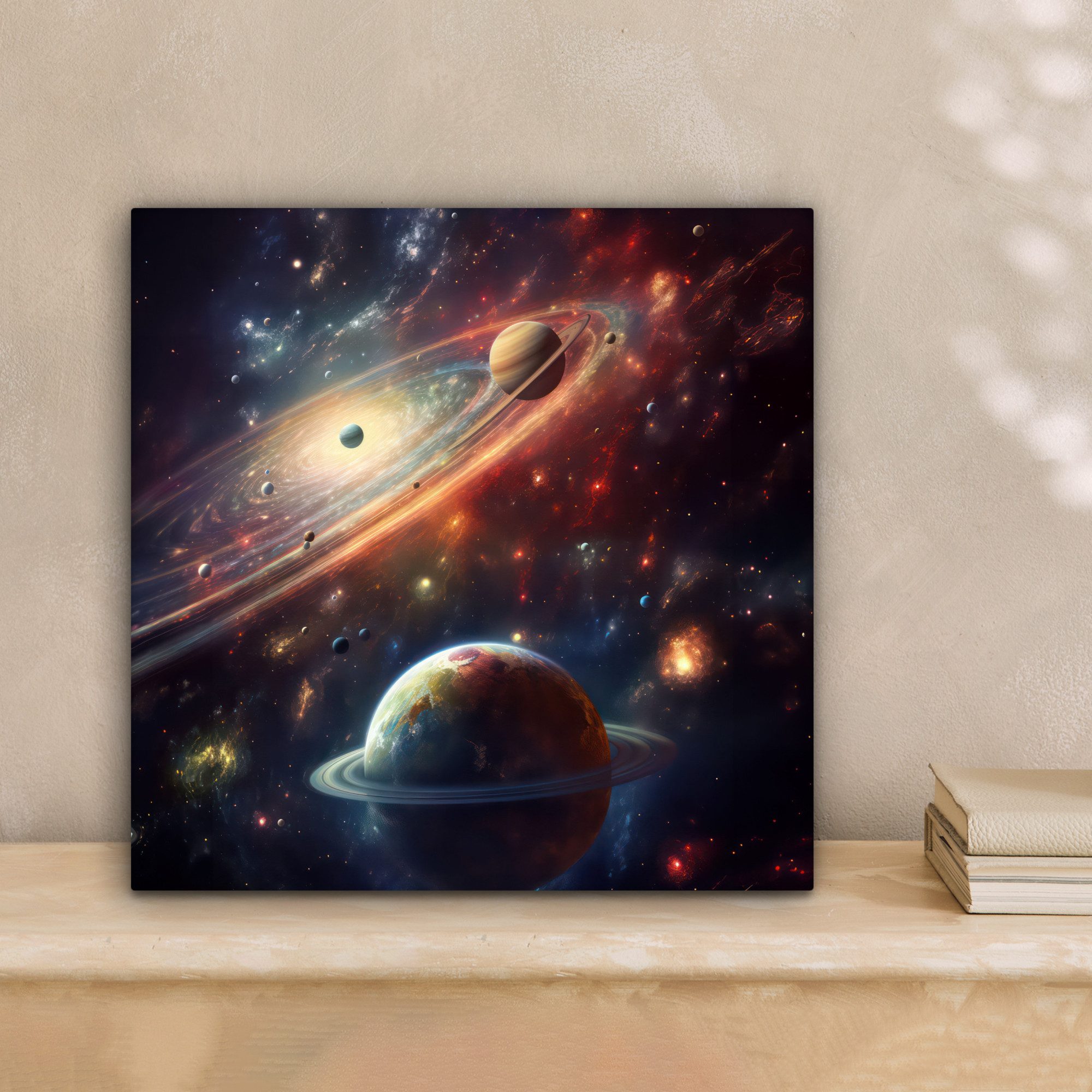 OneMillionCanvasses® Leinwandbild Weltraum - Planeten - Neon - Sterne, Foto günstig online kaufen