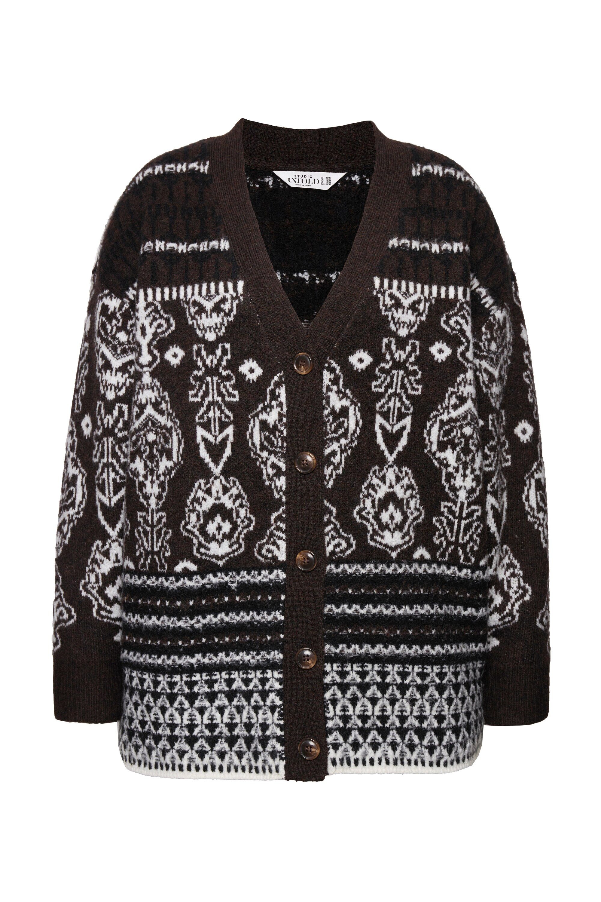 Studio Untold Strickjacke Strickjacke oversized Jacquard-Mustermix günstig online kaufen