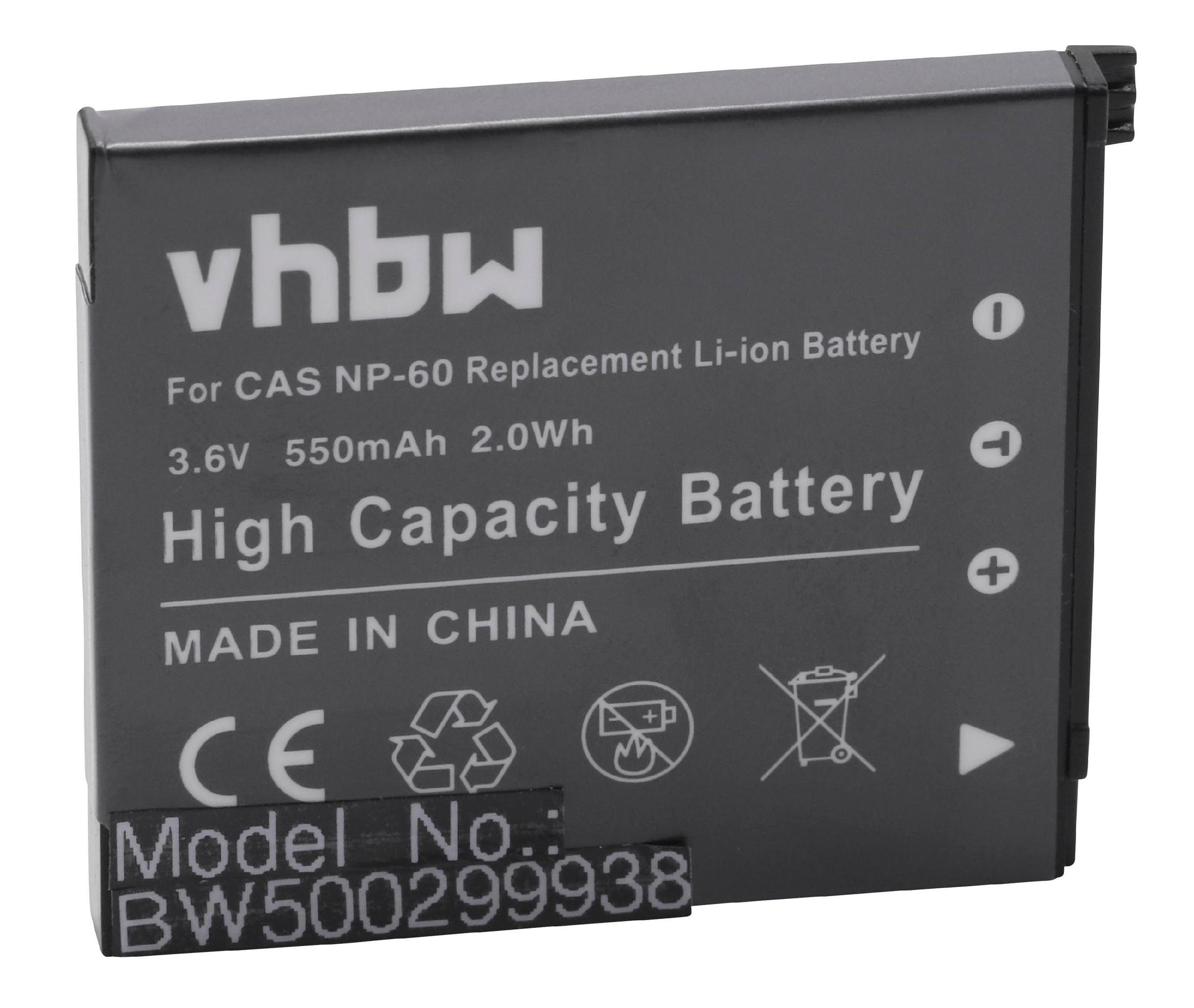 Li-Ion (3,6 für V) 550 mAh Casio Kamera-Akku Ersatz NP-60 vhbw für