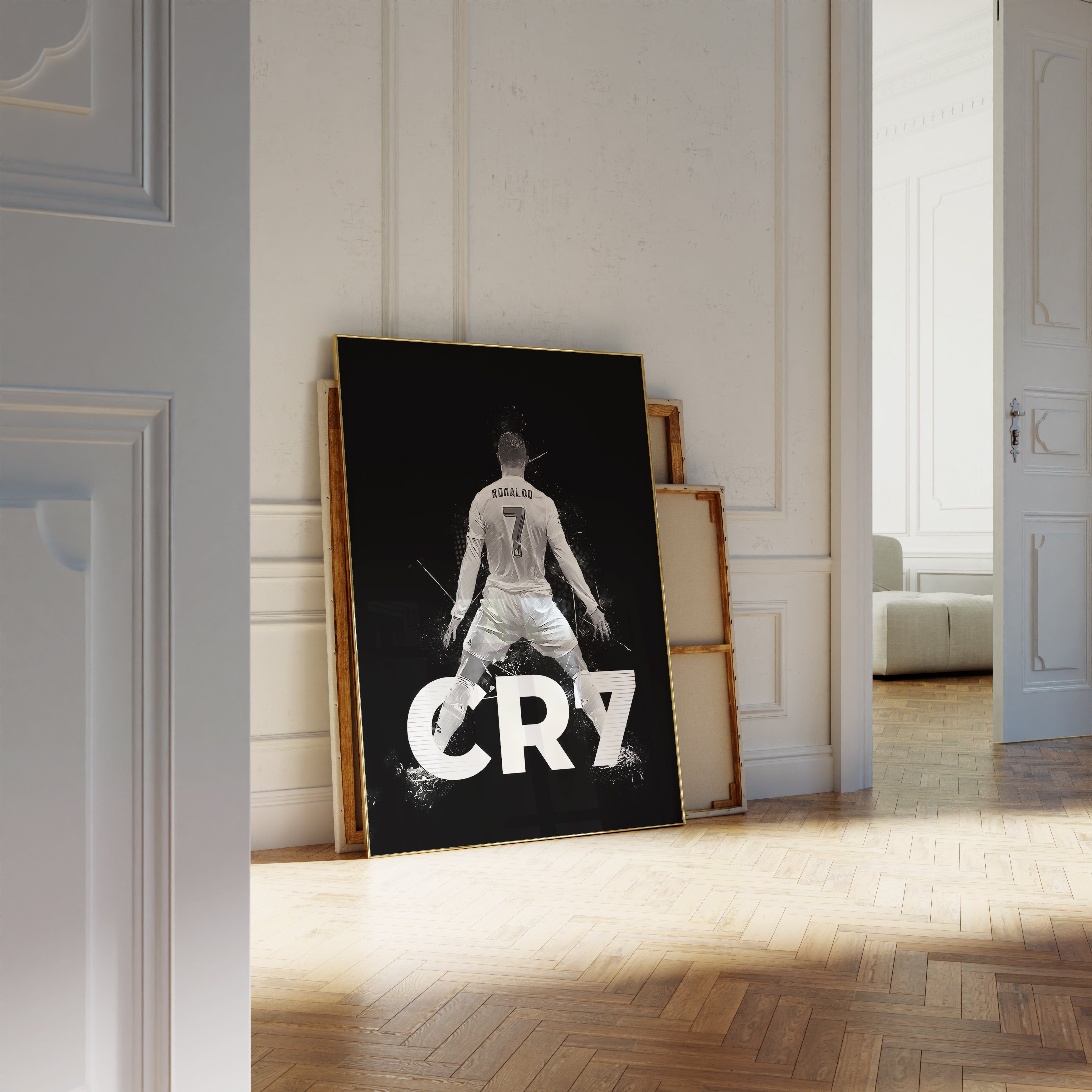 JUSTGOODMOOD Poster ® Christiano Ronaldo CR7 · Schwarz Weiß · Fußball · ohne Rahmen