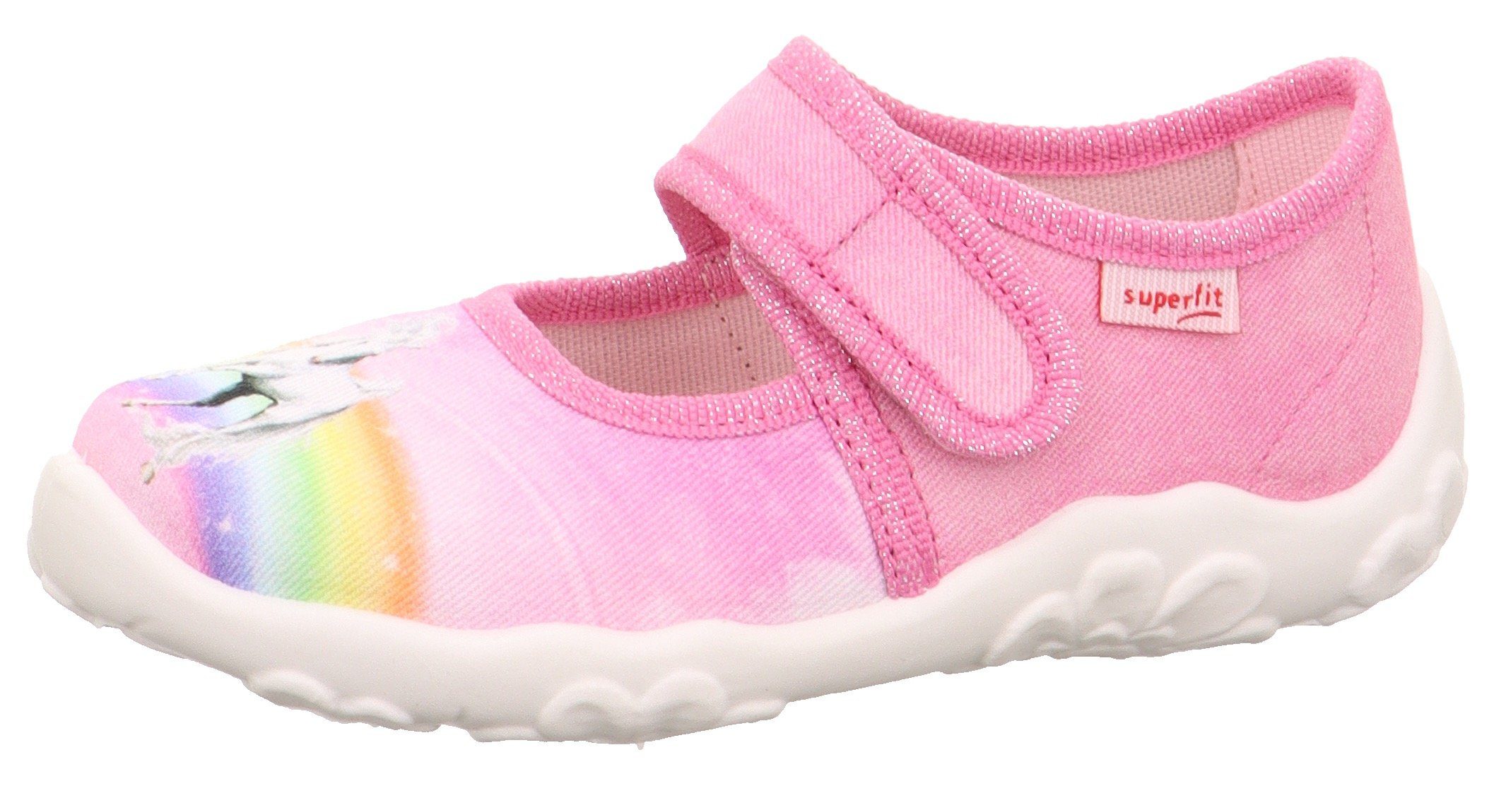 Superfit BONNY WMS: Mittel Hausschuh Ballerina, Klettschuh, Kindergarten Schuh mit Klettriegel