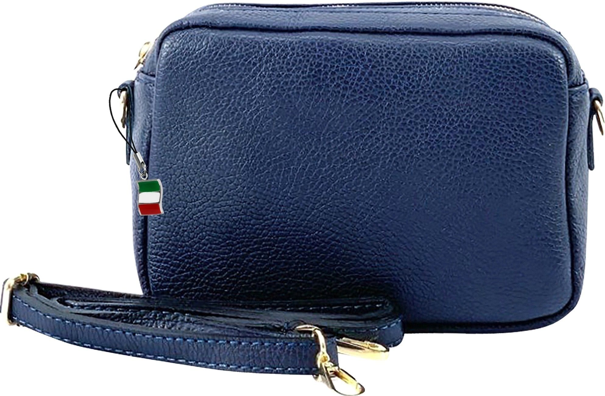 FLORENCE Umhängetasche Florence Umhängetasche Damen Tasche (Umhängetasche), Damen Leder Umhängetasche, blau ca. 22cm