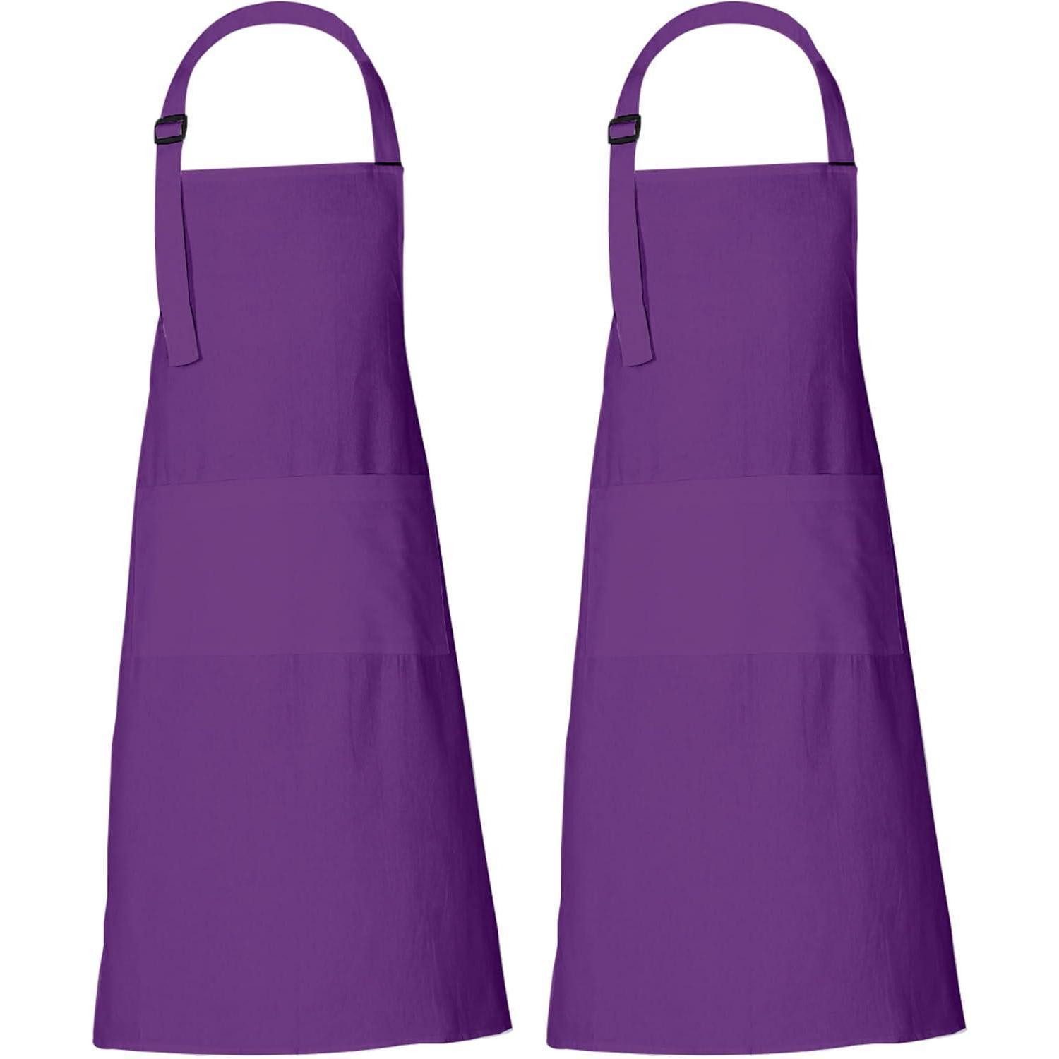 LuxusKollektion Kochschürze Kochschürze Baumwolle 69x89cm 3 Taschen 2 Funkelndes Traubenviolett