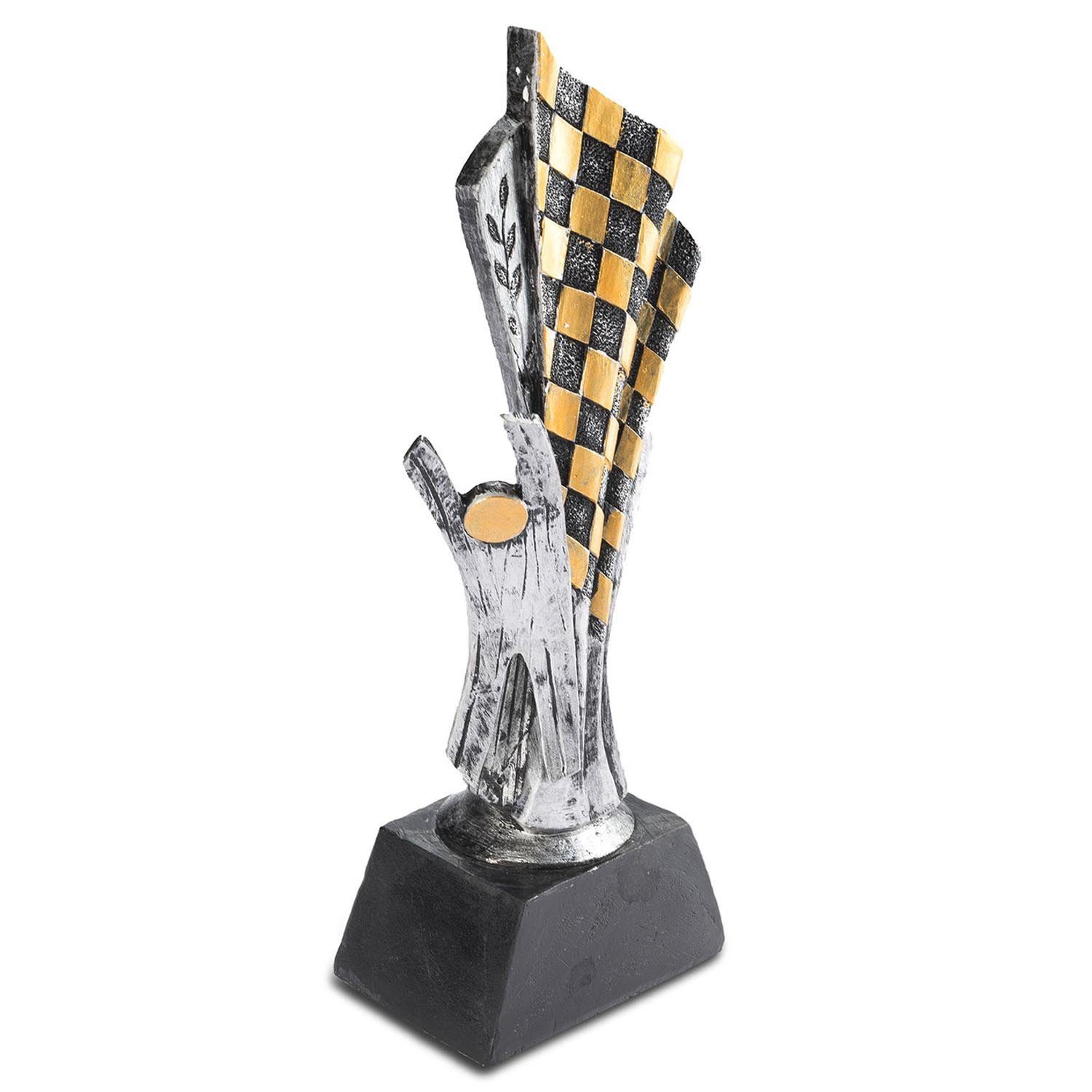 Goods+Gadgets Dekoobjekt Rennsport Trophäe 26 cm – Motorsport Siegerpokal mit Gravur & Dekor (Motorsport Sieger-Pokal, 26 cm), Sieges-Statue – Bild 4 von 5