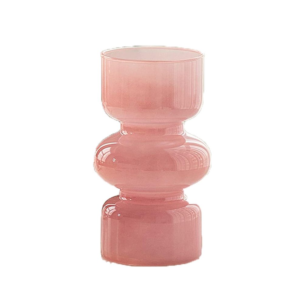 Tischvase Tulpenvase Glasblasenvase für Blumen Geometrische Glasvase Rosa