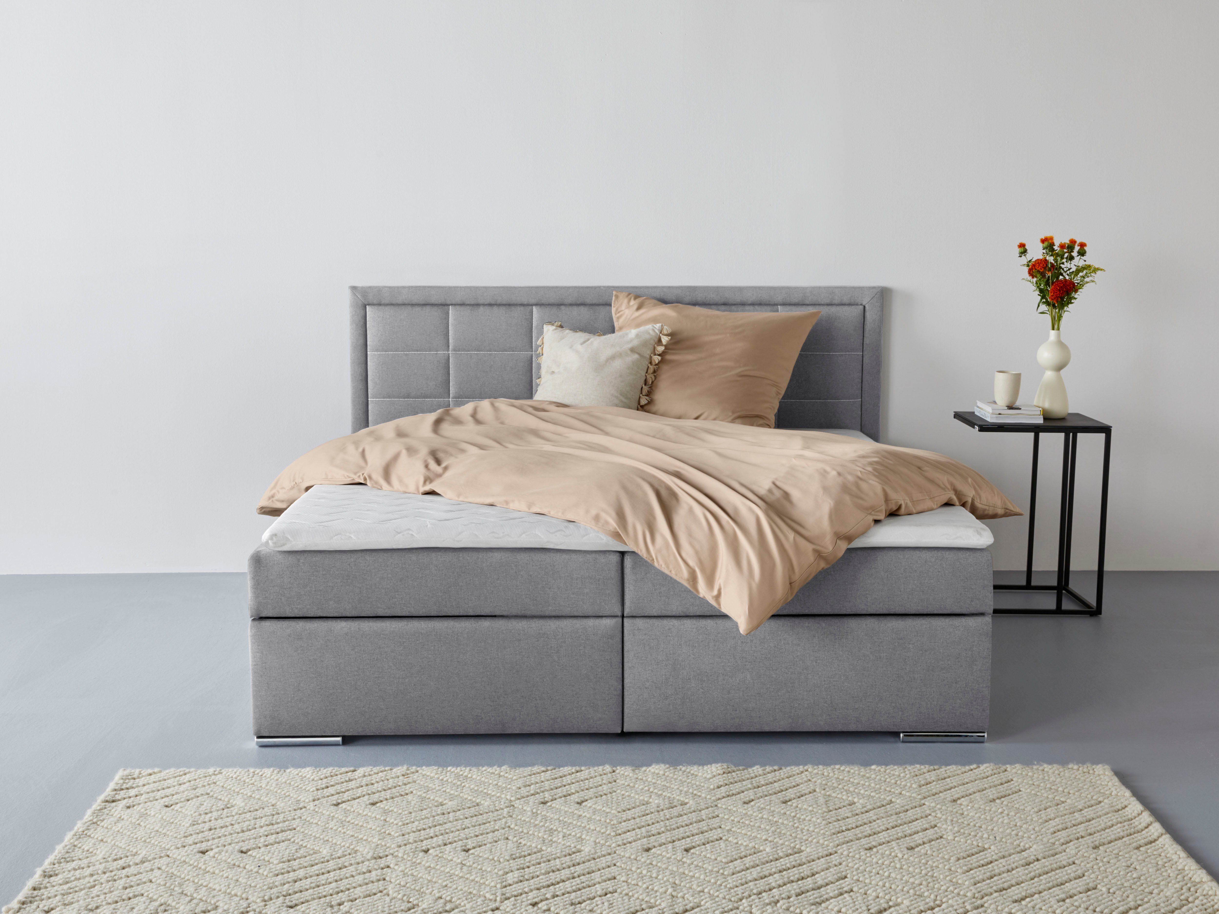 COLLECTION AB Boxbett ATHENA, Polsterbett wahlweise mit Bettkasten, Strukturstoff-Bezug (mit PUR-Schaumtopper (H2), Kaltschaumtopper (H3) oder Viscotopper (H4), Bonnell- oder Taschenfederkernmatratze H2,H3,H4, 140x200/180x200cm