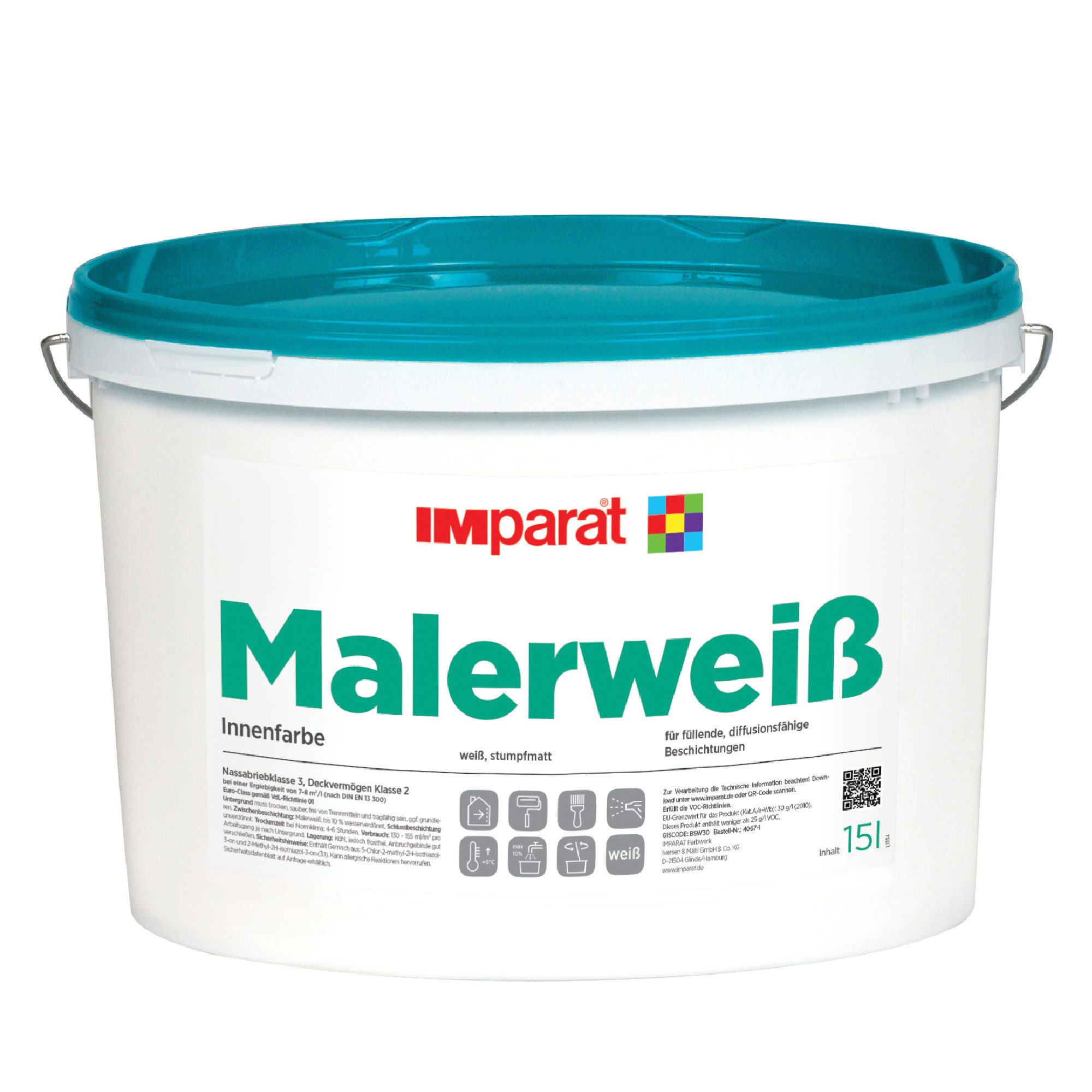 IMparat Farbwerk Iversen & Mähl GmbH & Co. KG Wand- und Deckenfarbe Malerweiß 2,5 l