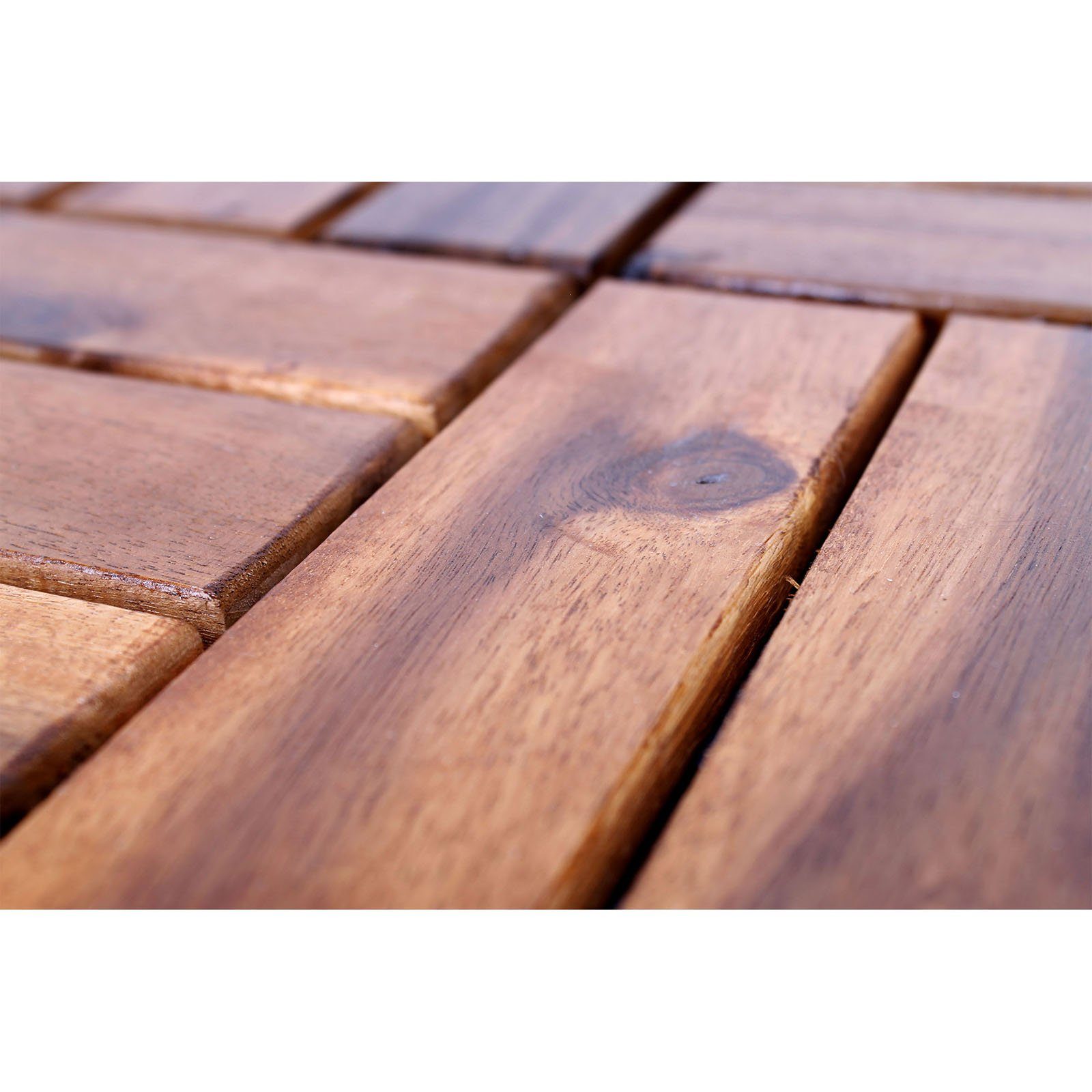 HAC24 Klickfliese Holzfliesen Akazien Holz Terrassenfliesen Balkonfliesen Steckfliesen, 11 Stück 30x30 cm Akazienfliesen = 1 m²