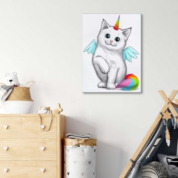 Posterlounge Leinwandbild Nikita Korenkov, Einhorn-Katze, Jungenzimmer Illustration