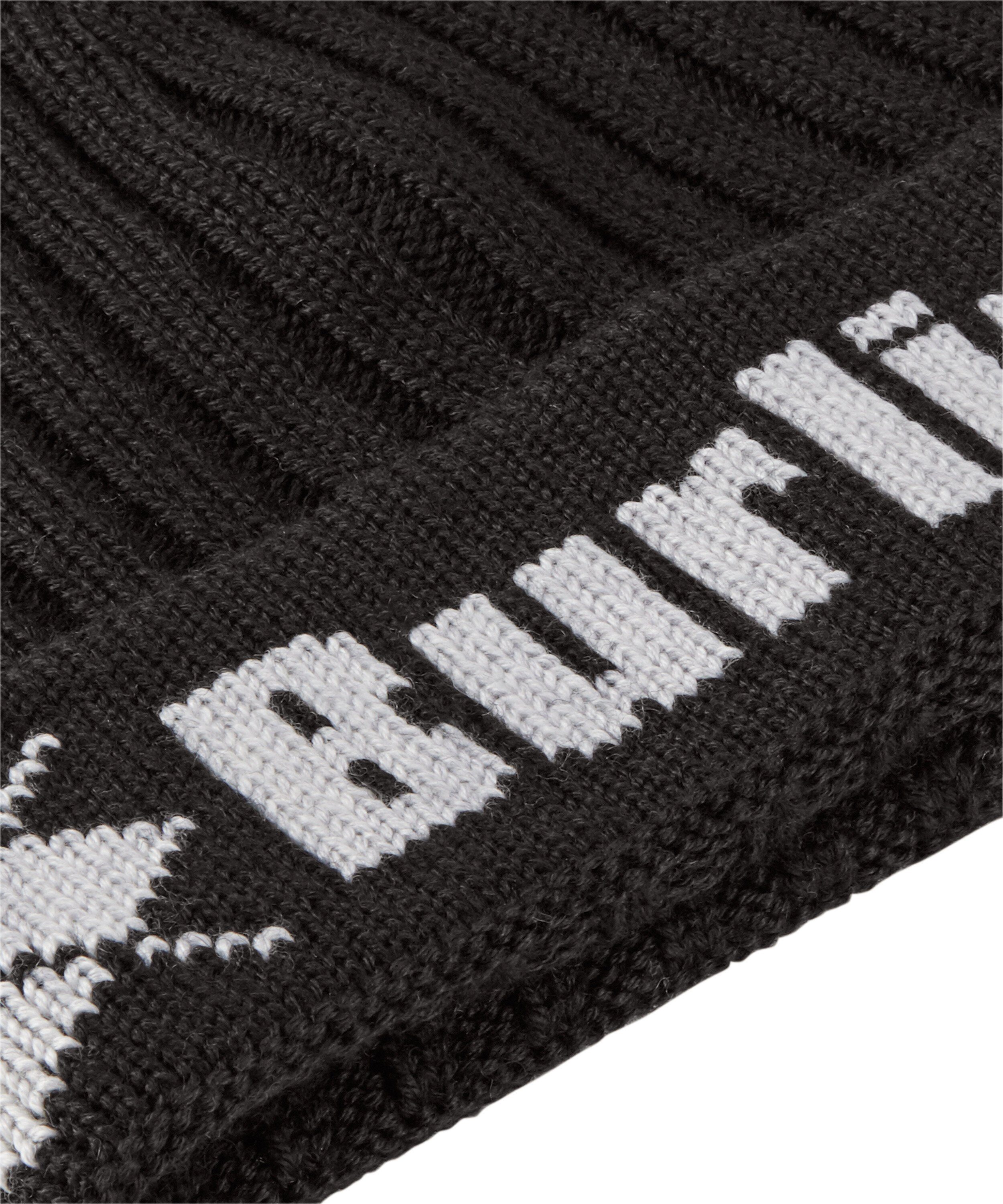 Burlington Strickmütze (3000) Rippstruktur mit (1-St) Logo black breiter