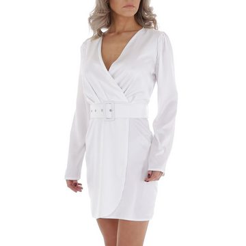 Ital-Design Minikleid Damen Party & Clubwear Wickel Wickeloptik Glänzend Minikleid in Weiß