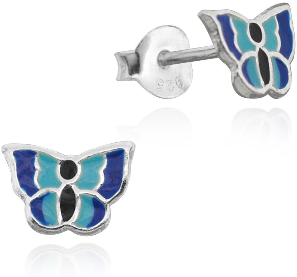 LUISIA® Paar Ohrstecker "Schmetterling - Blau" E-15470-3 (2-tlg., inkl. Schmuckbox), 925 Sterling Silber