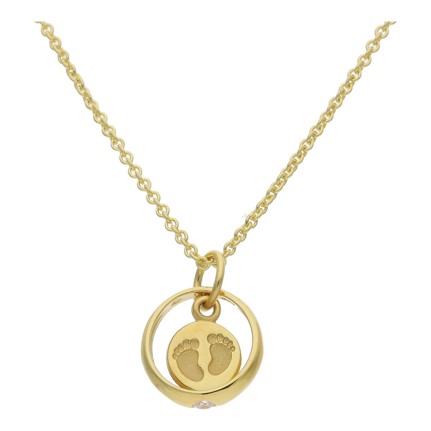 JuwelmaLux Kettenanhänger Kettenanhänger 333 Gold Taufring mit Babyfüße Zirkonia JL14-02-0130 (1-tlg), Schmuckanhänger