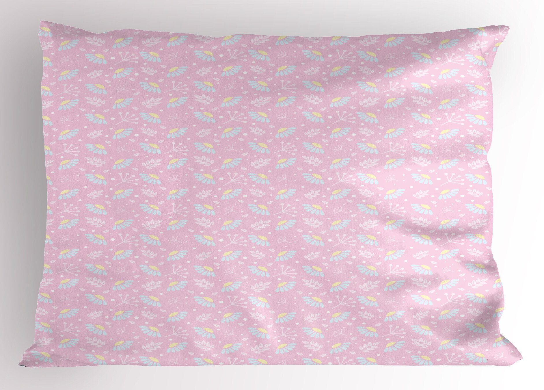 Kissenbezüge Gedruckter Standard Kissenbezug, Stück), Dekorativer Kräuter Pink Pastellblumen King Size Abakuhaus Und (1 Blau
