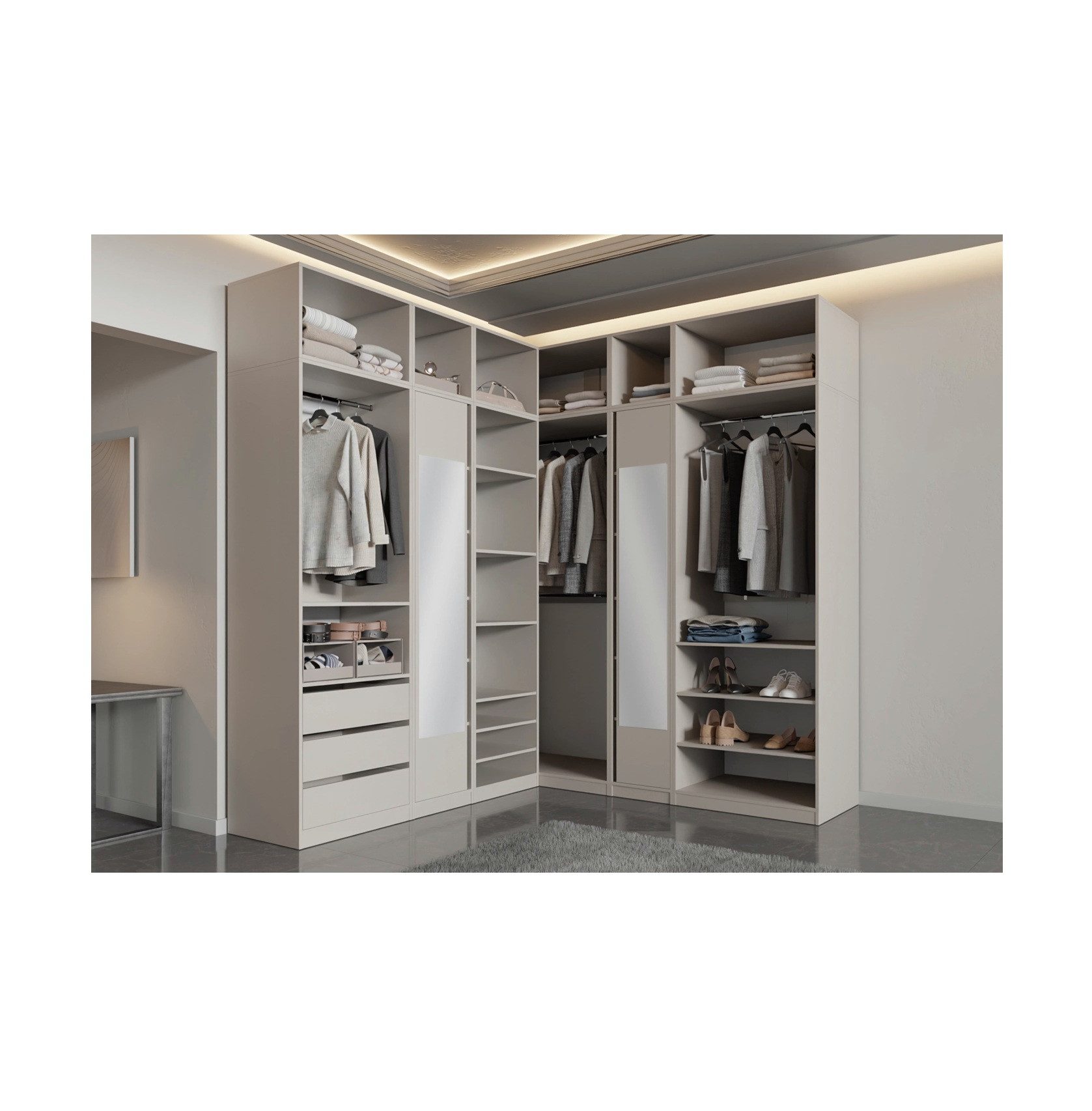 Marmex Möbel Mehrzweckschrank TRES SET 31/NC Ankleidezimmer Garderobenschrank Einbauschrank (12-St) Soft-Close-Scharniere, begehbarer Kleiderschrank