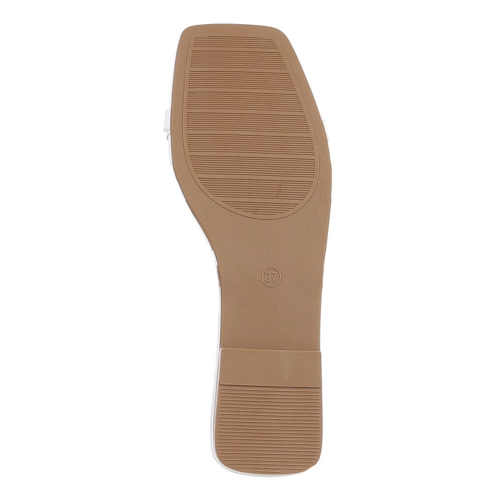 Ital-Design Designer-Sandalen mit Ringen und Nieten für Damen Pantolette (89542828) Blockabsatz Pantoletten in Weiß