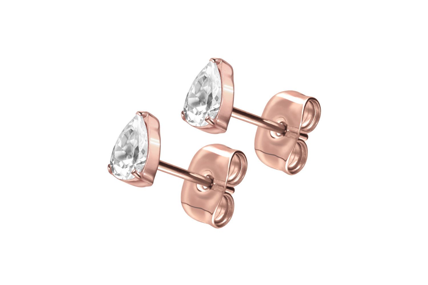 FILANGO Paar Ohrstecker Titan Ohrstecker EINGEFASSTER KRISTALLTROPFEN (Ohrstecker, 1-tlg)