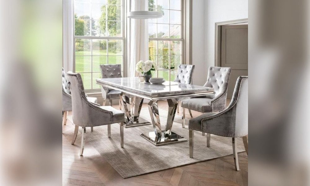 JVmoebel Esstisch Esszimmer Wohnzimmer Küche Столы Tisch Edelstahl Metall Silber, Made in Europa