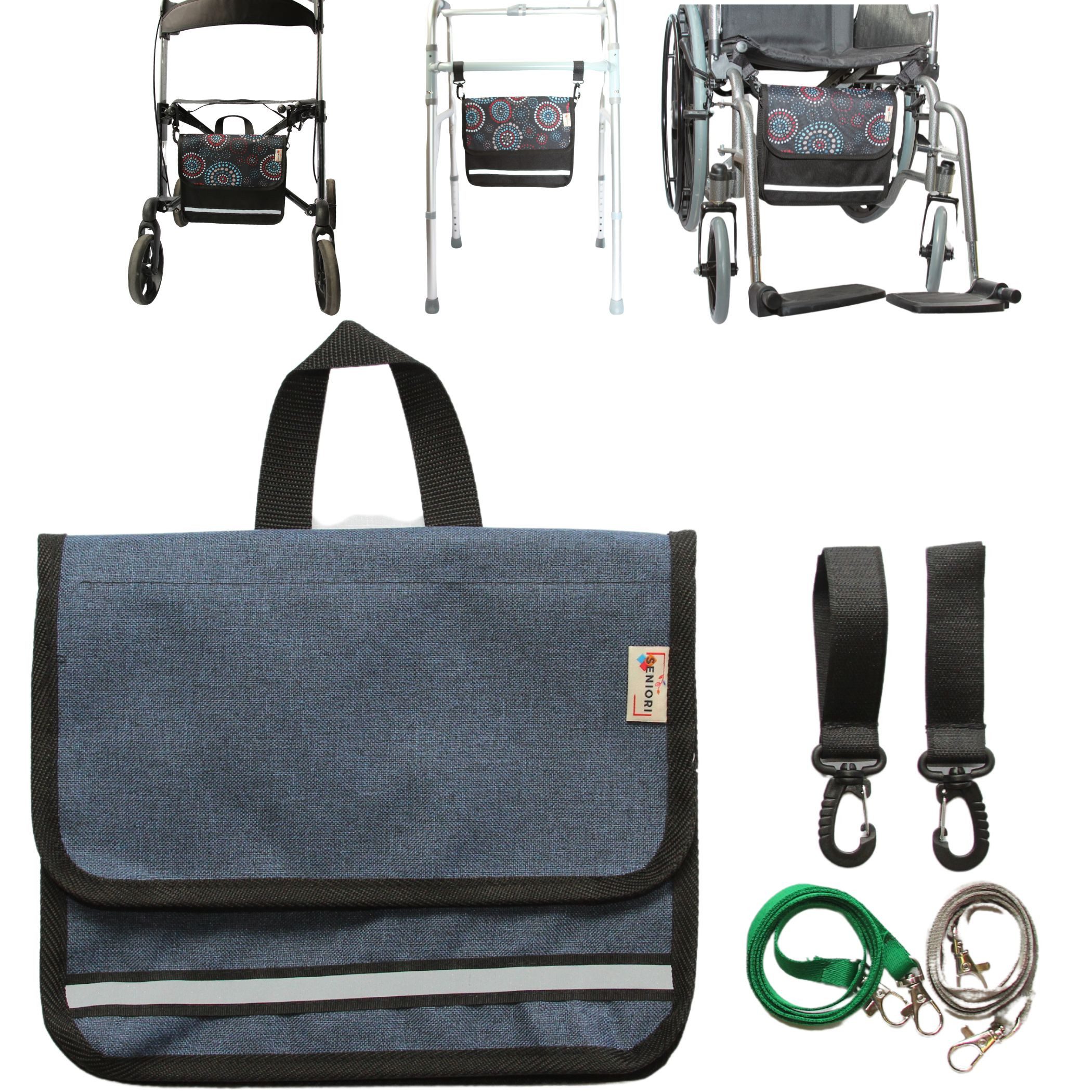 Seniori Aufbewahrungstasche multifunktionale Tasche für Rollstühle UNTER DEM SITZ Rollstuhltasche, 5U - Blau