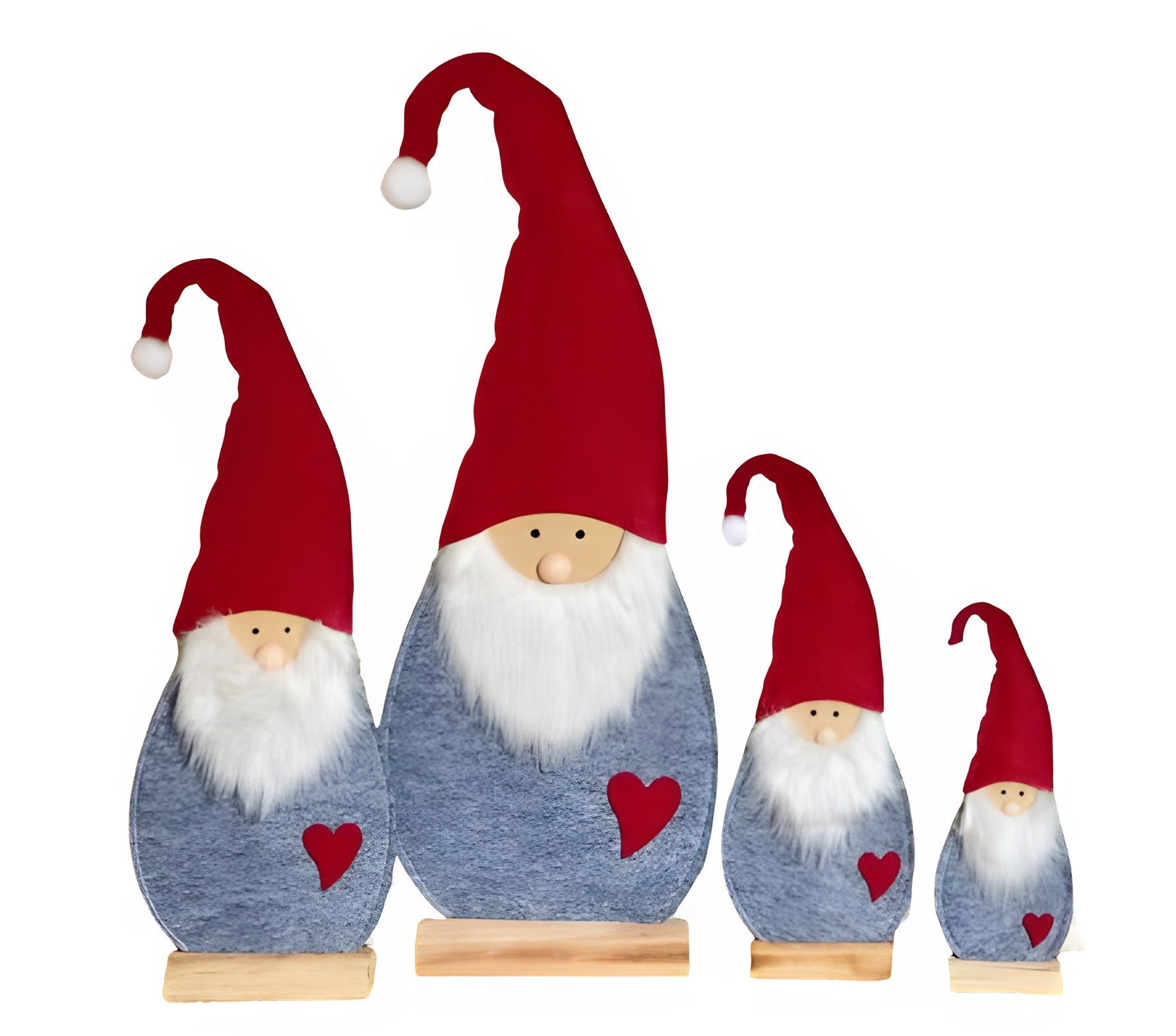Weihnachtsfigur Wichtel aus Filz in rot / grau mit Herz, Weihnachdeko, Dekofigur