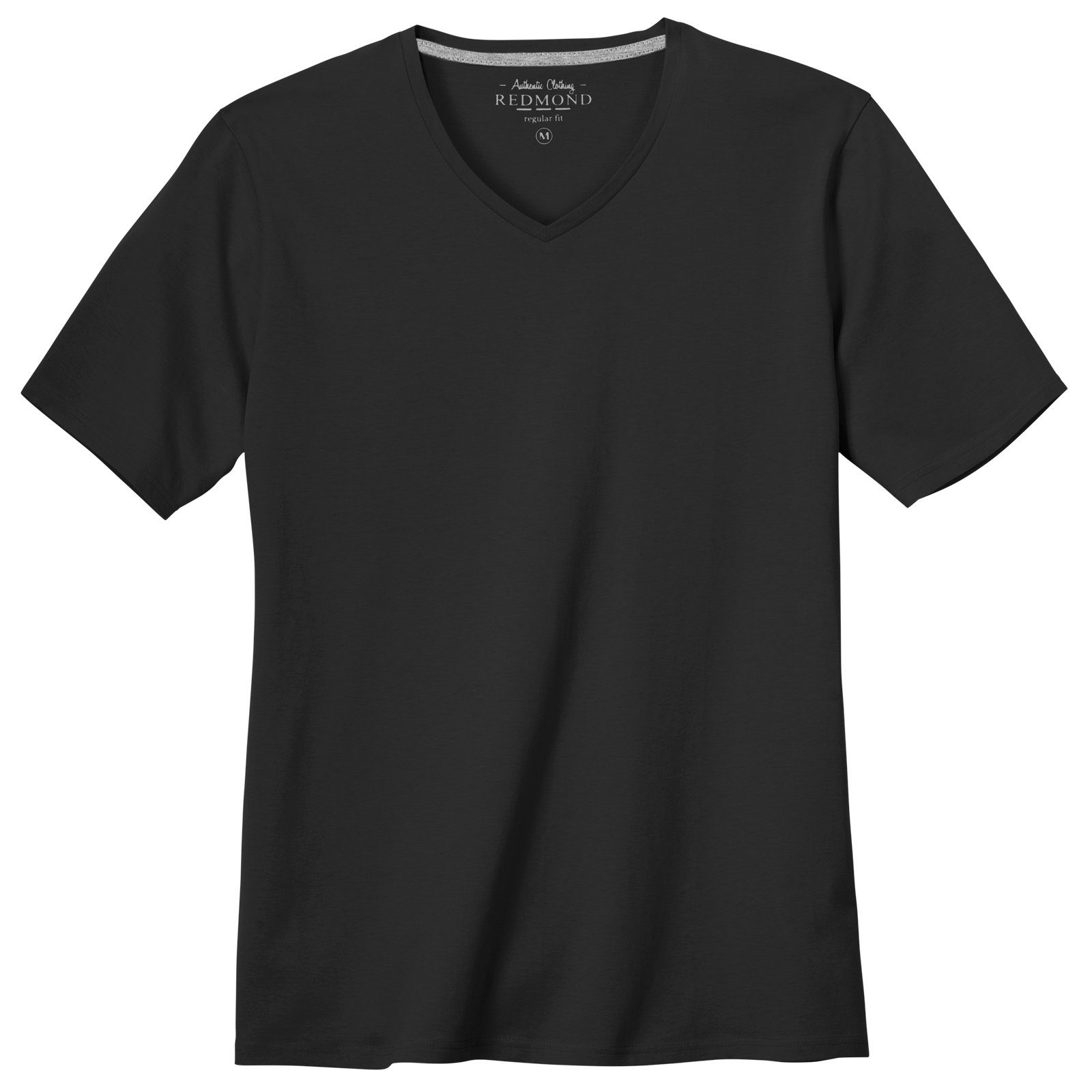 Redmond V-Shirt Basic Redmond Übergrößen schwarz T-Shirt V-Neck