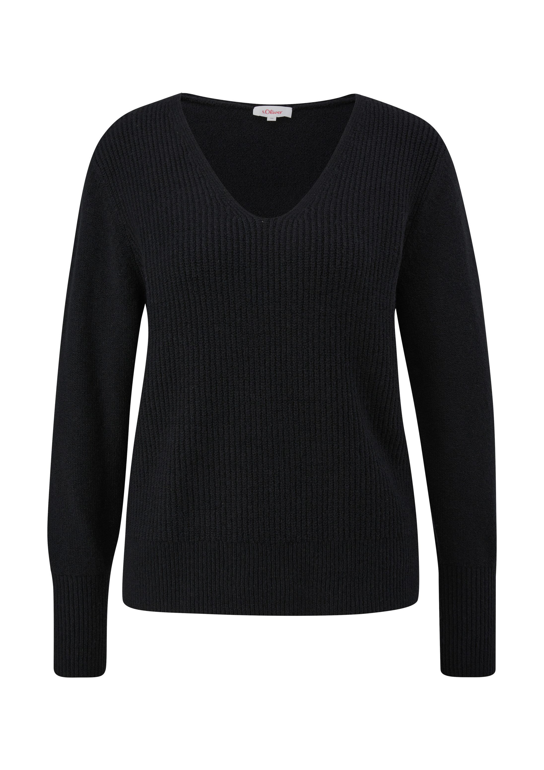 s.Oliver Longpullover Strickpullover Strickpullover mit Rippstruktur