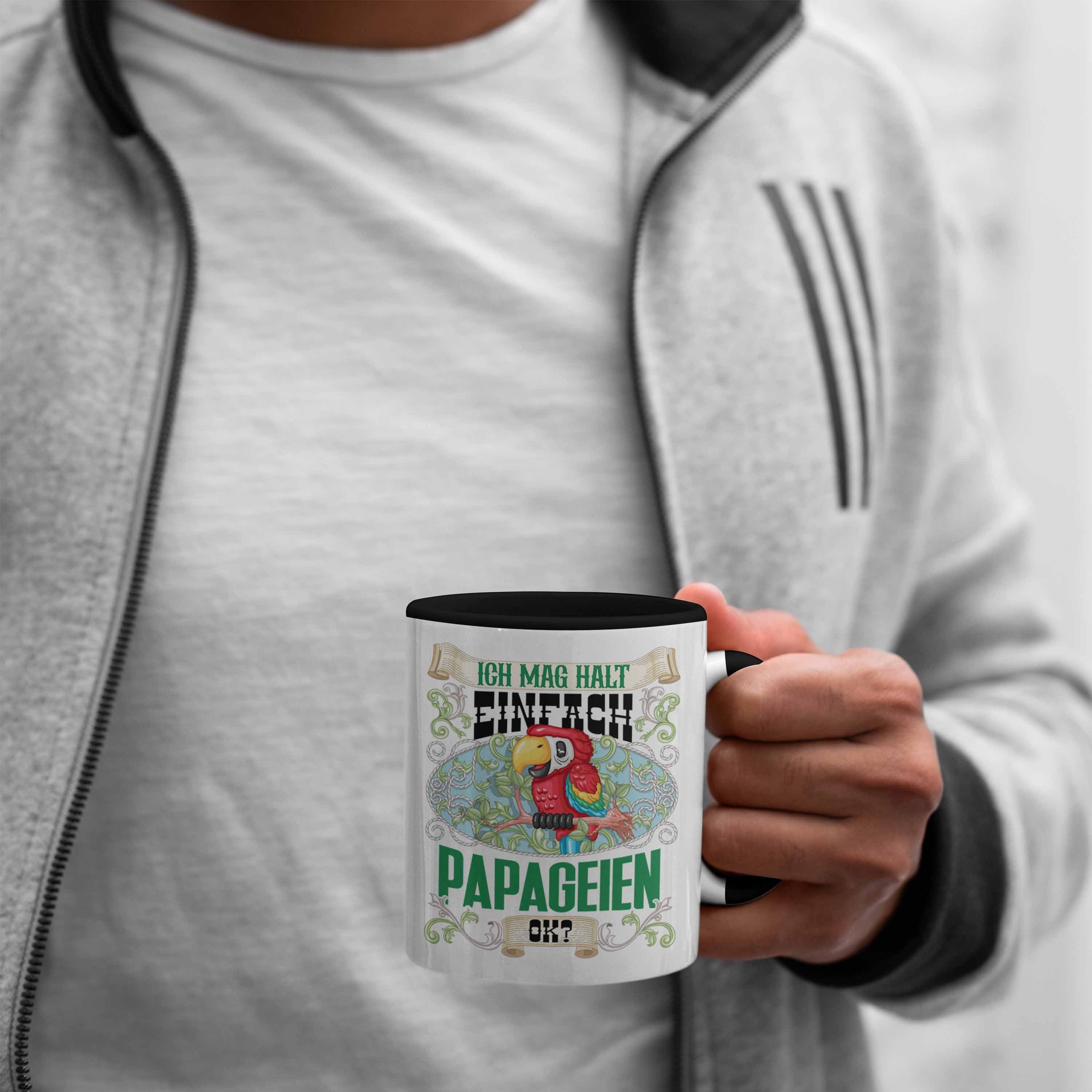 Tasse Tasse Schwarz Mag Trendation Ich Geschenk Papageien Halt für Einfach Besitz Papageien ok