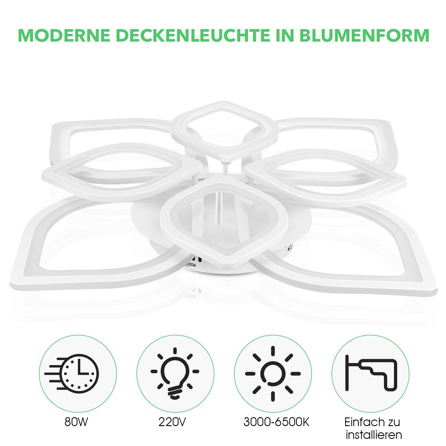 LETGOSPT Deckenleuchte LED Deckenlampe Dimmbar 80W günstig online kaufen