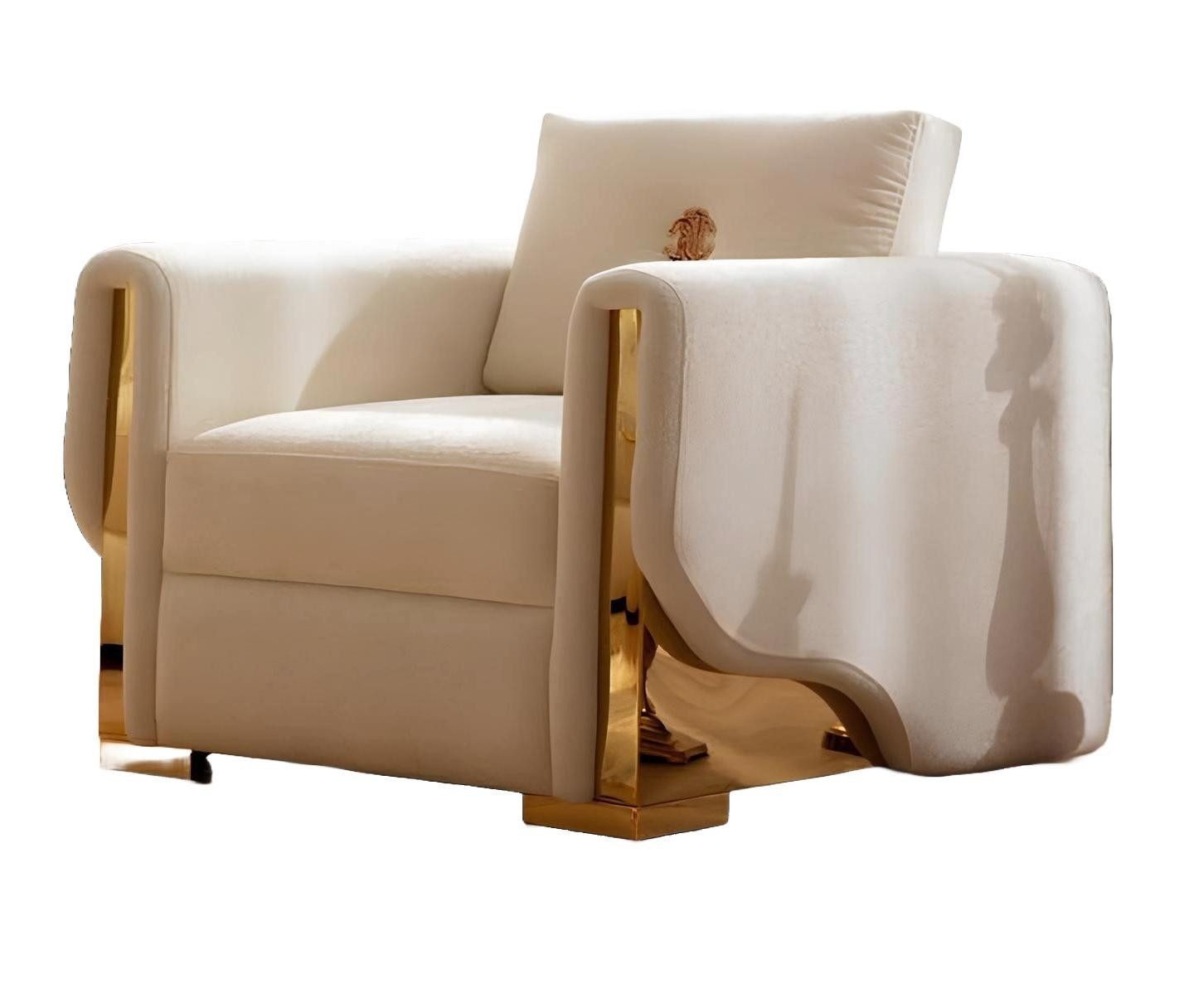 Xlmoebel Loungesessel Luxus Einsitzer Sessel aus Textil und Metall in elegantem Design (Sessel), Hergestellt in Europa