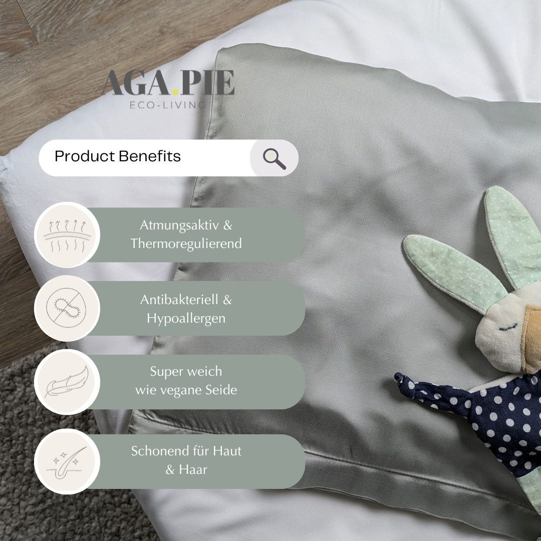 AGA.PIE Kissenbezug Bambus Lyocell Kopfkissenbezug, gewebt in feinster Satin-Art